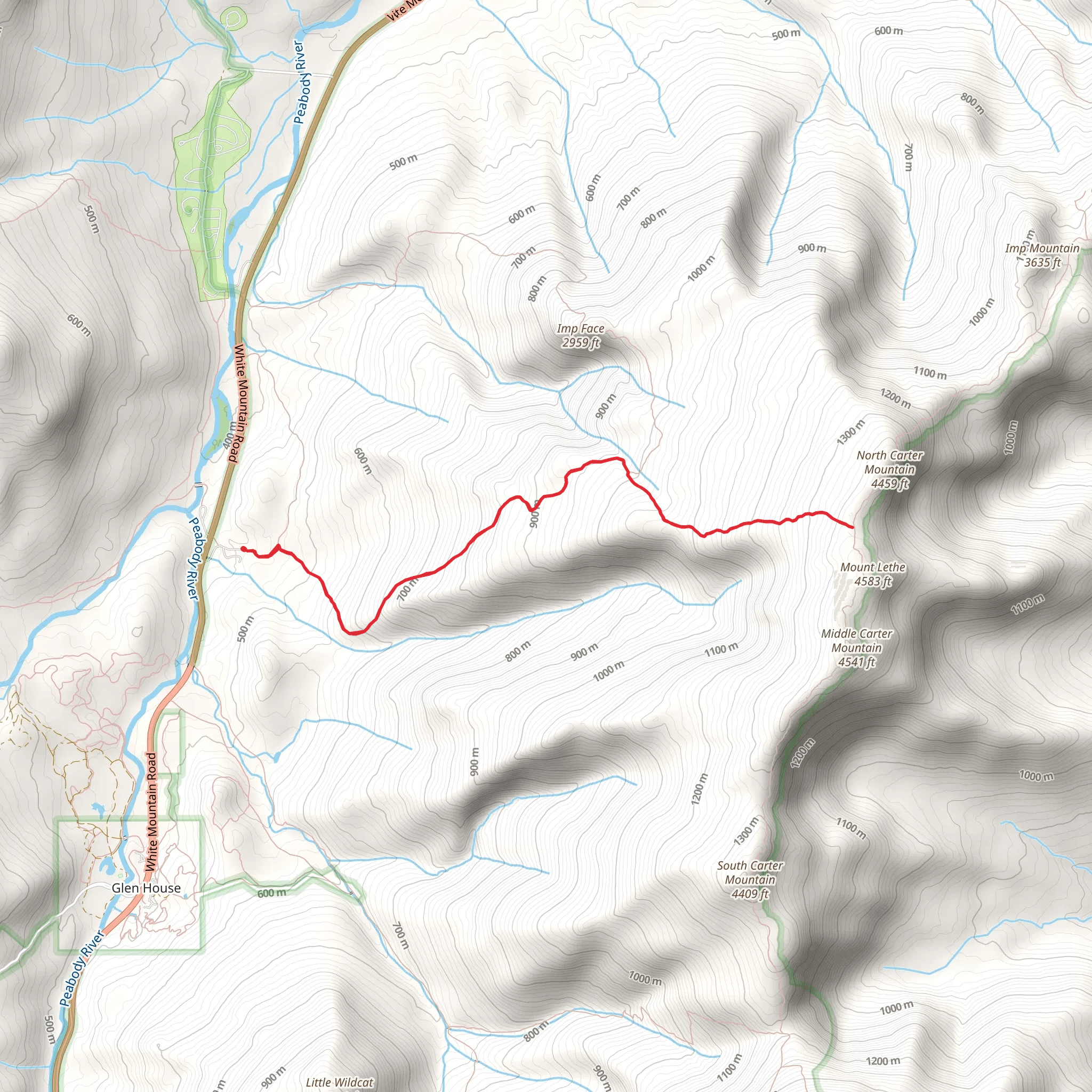 North Carter Trail via Imp Trail mobile static map