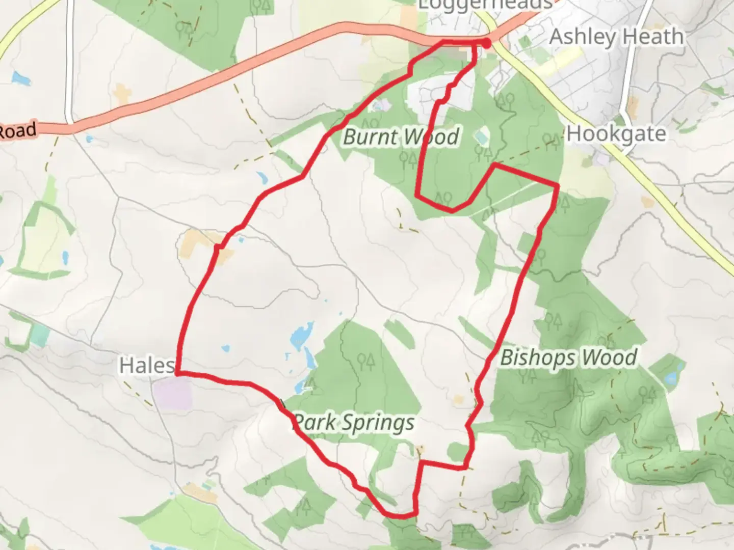 An image depicting the trail Loggerheads to Hales Loop and its surrounding area.