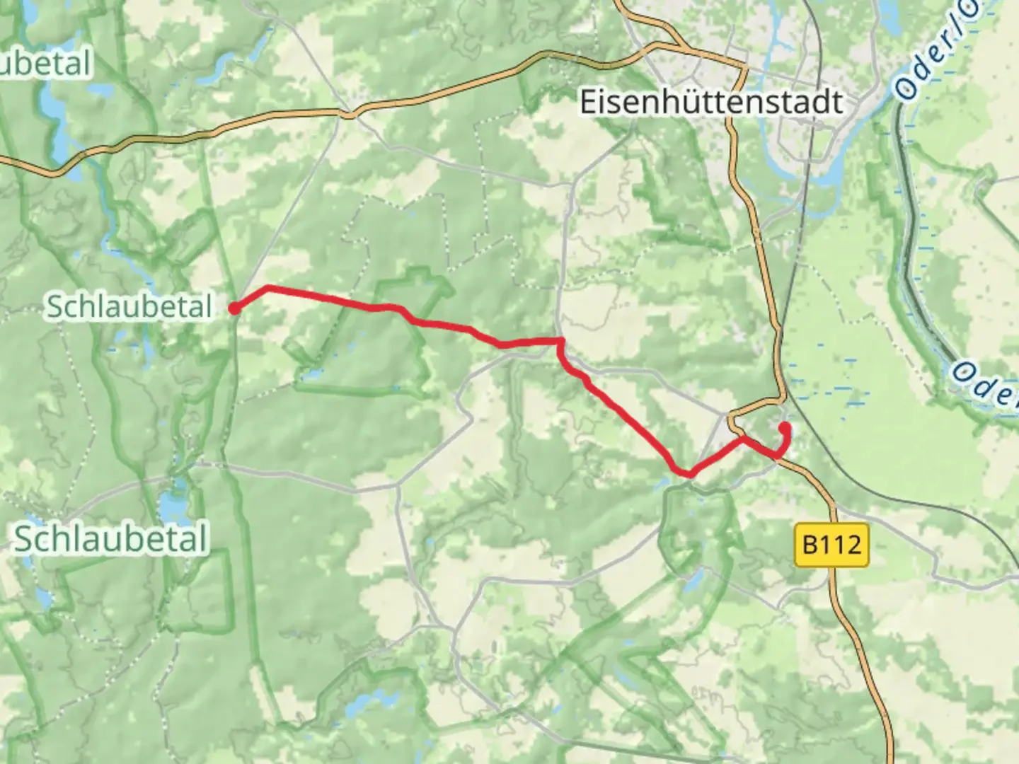 An image depicting the trail Neuzelle to Kieselwitz and its surrounding area.