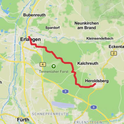Heroldsberg to Erlangen Walk mobile static map