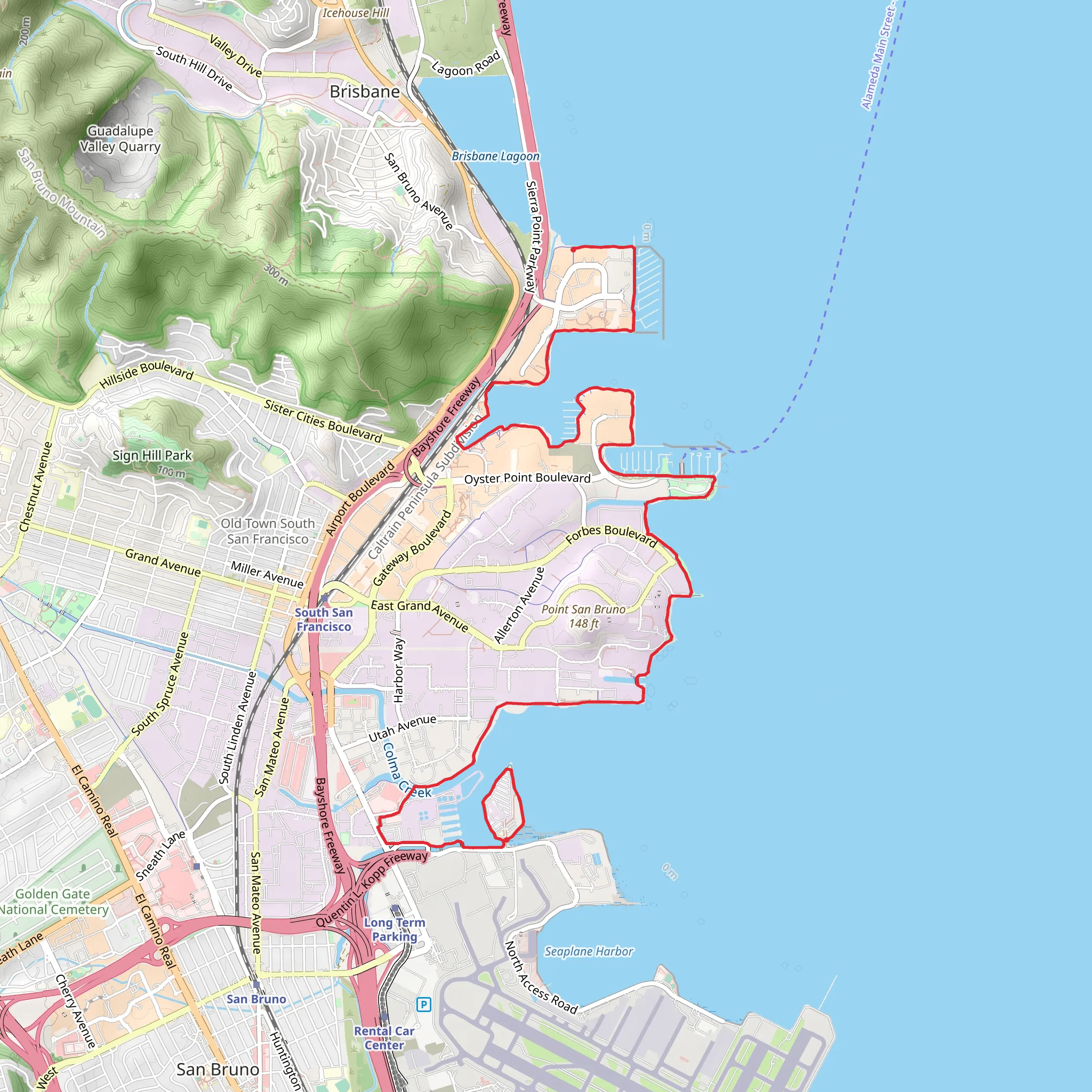 Point San Brund Park and Oyster Point Marina Park mobile static map