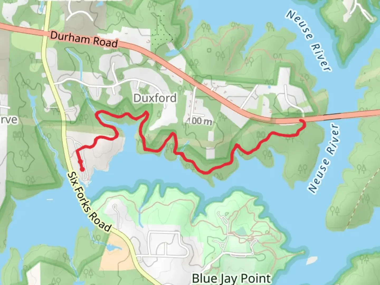 An image depicting the trail Mountain to Sea Trail - Falls Lake Trail and its surrounding area.