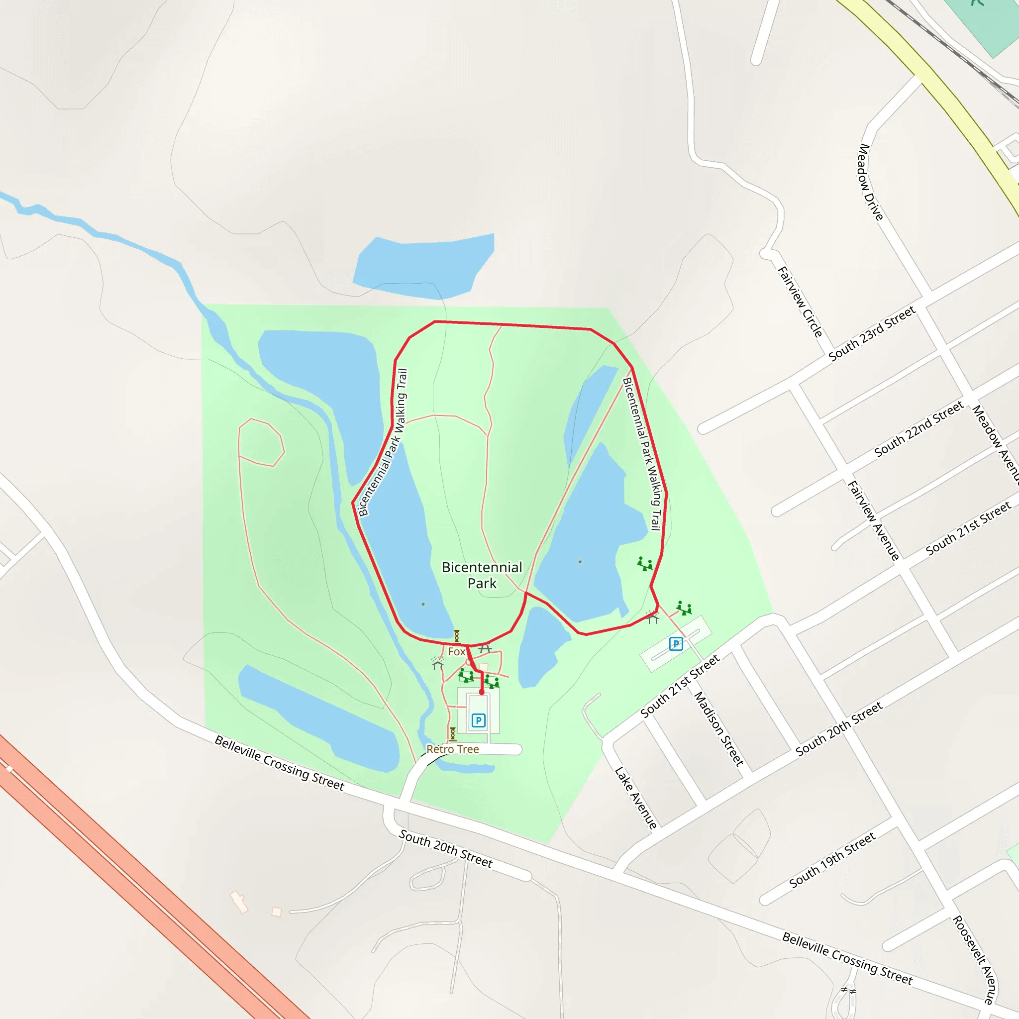 Bicentennial Park Lake Loop mobile static map