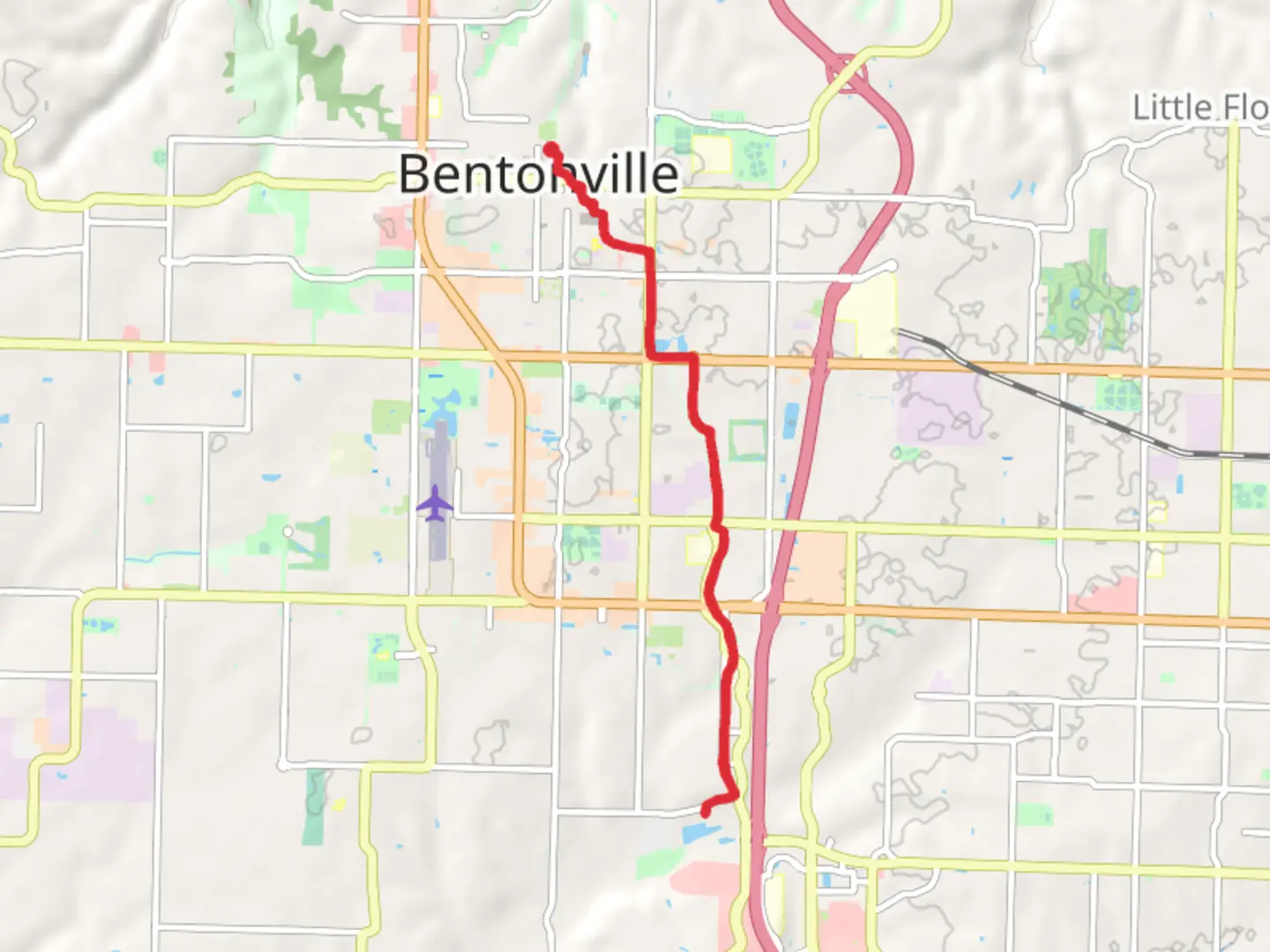 An image depicting the trail Razorback Regional Greenway Out and Back and its surrounding area.