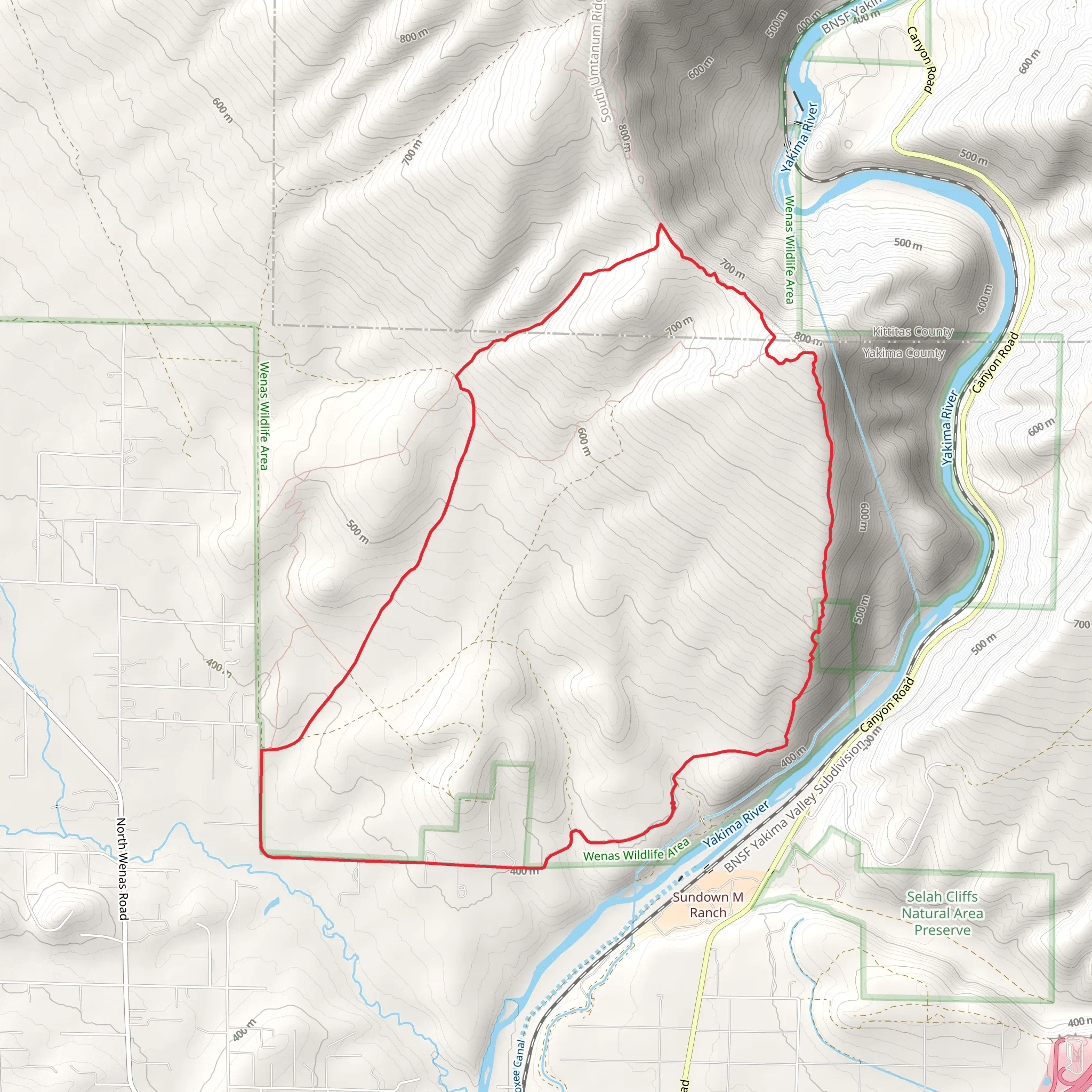 Buffalo Road and Yakima Rim Loop Trail mobile static map