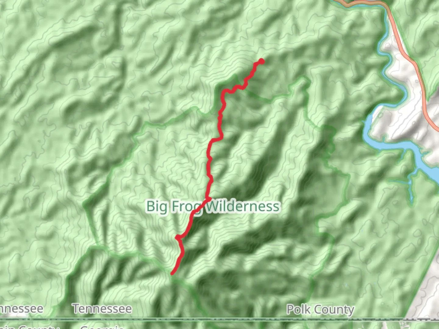 An image depicting the trail Peavine, Chimneytop and Big Frog Mountains and its surrounding area.
