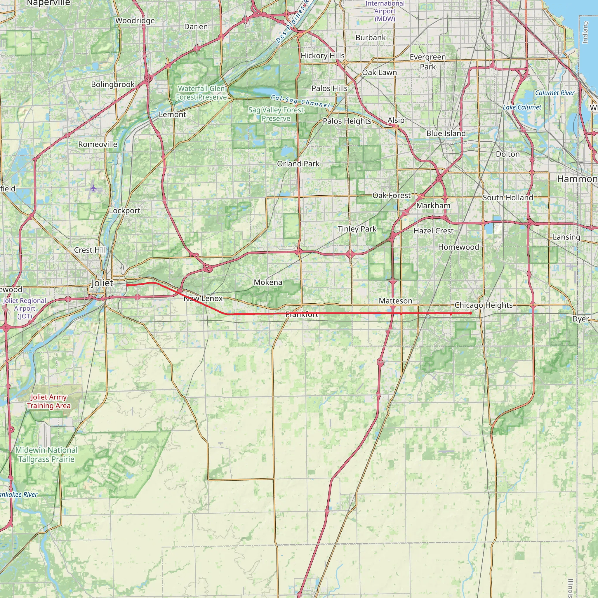 Old Plank Road Trail mobile static map