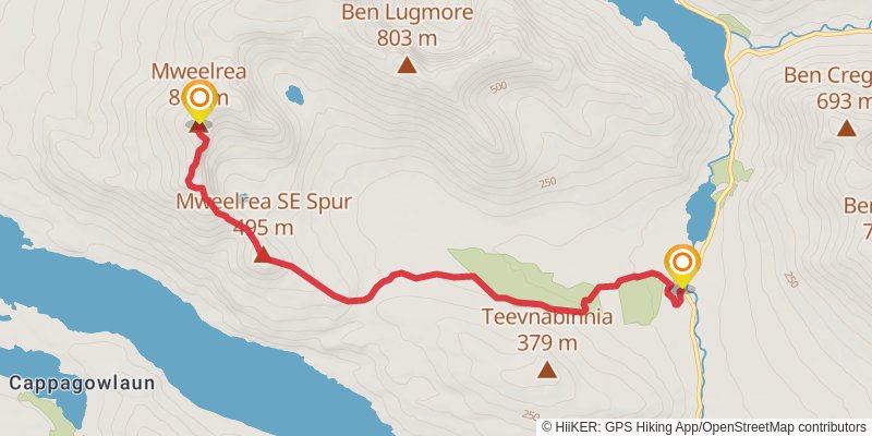 Mweelrea Horseshoe and Ben Bury stage 2 Map