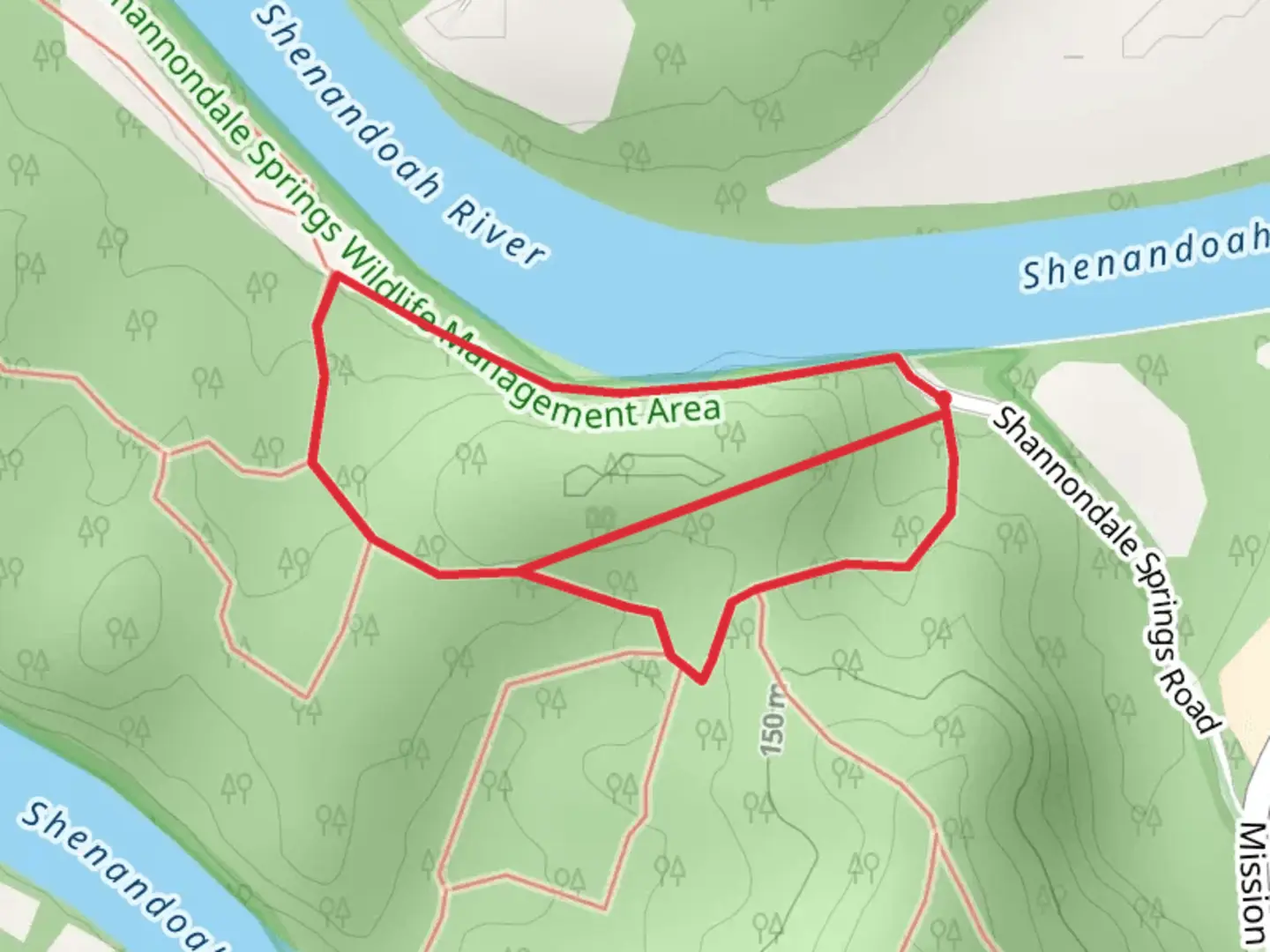 An image depicting the trail Shannondale Springs Road Loop and its surrounding area.