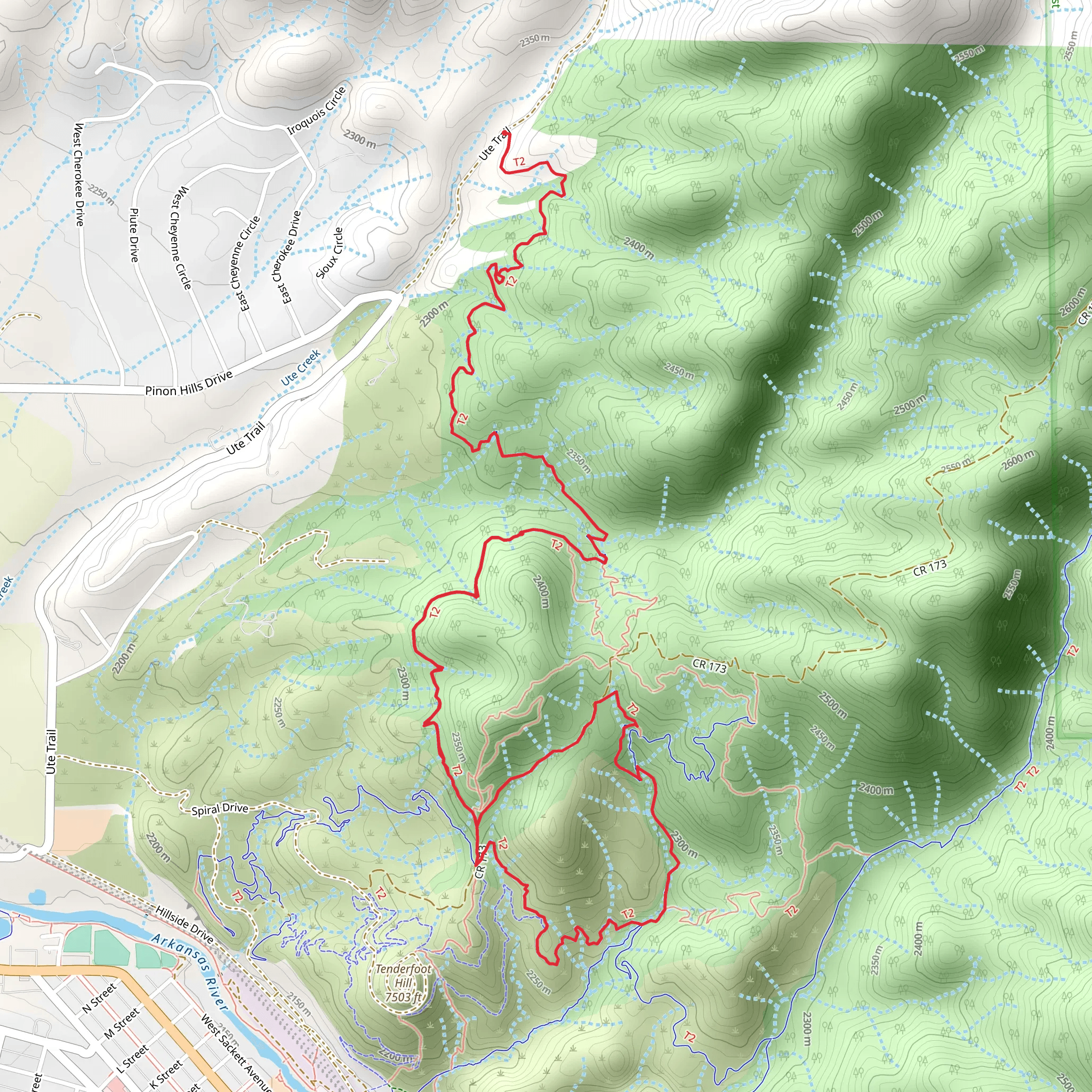 North Backbone and Upper Sand Dunes Trail mobile static map