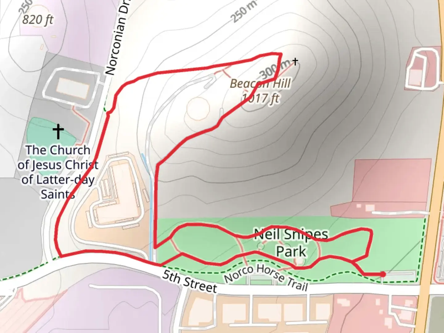 An image depicting the trail Beacon Hill Loop and its surrounding area.