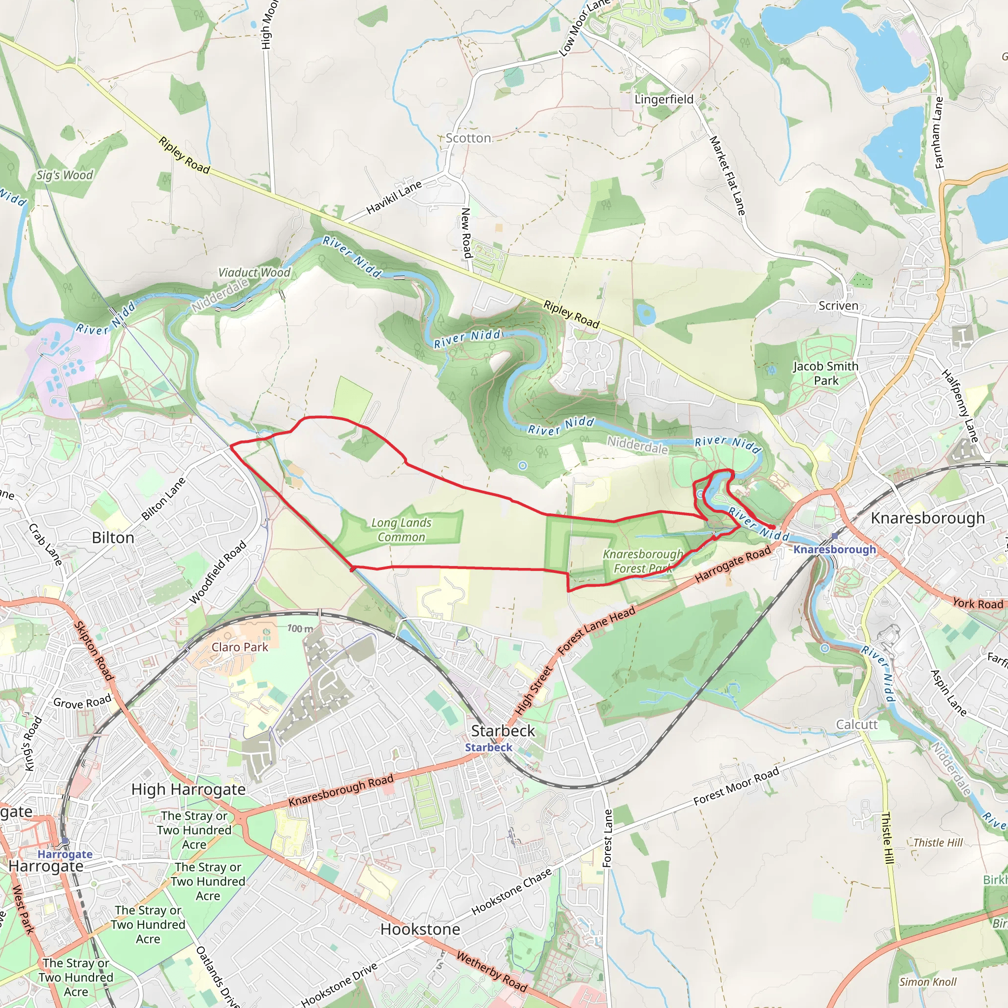 Foolish Wood and Long Lands Common Loop mobile static map