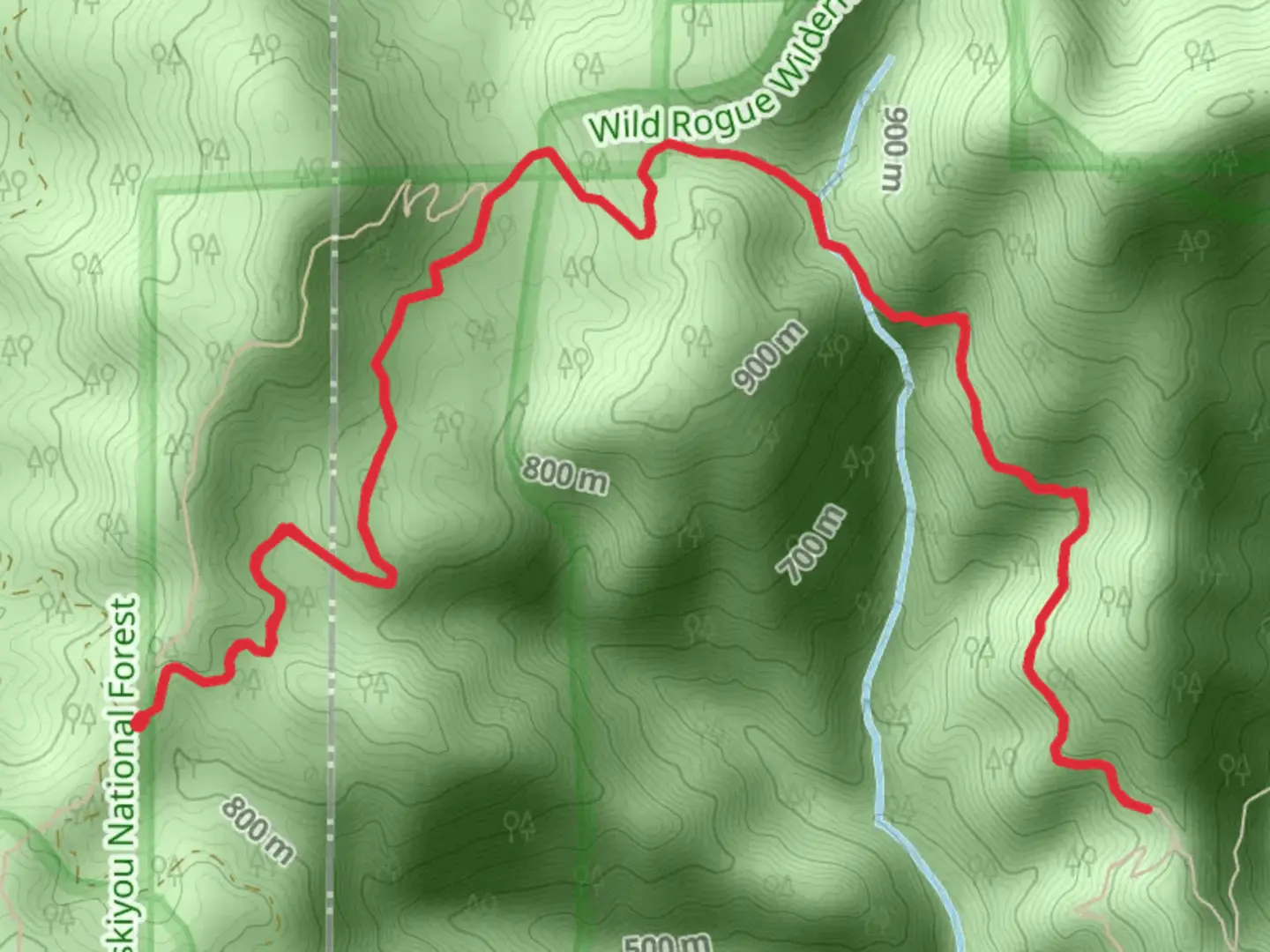 An image depicting the trail Mule Creek and West Fork Mule Creek Trail and its surrounding area.