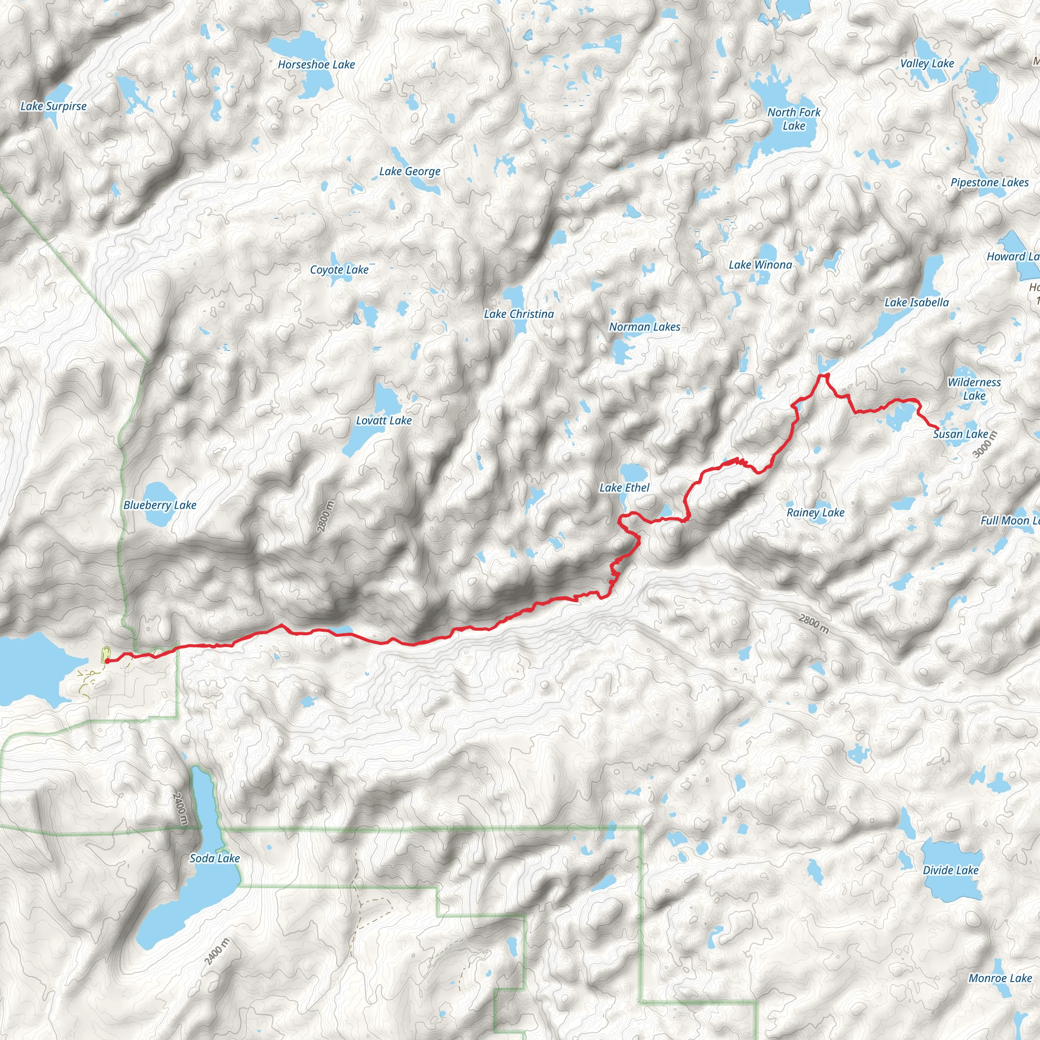 Holly Louise Lake via Boulder Canyon Trail mobile static map