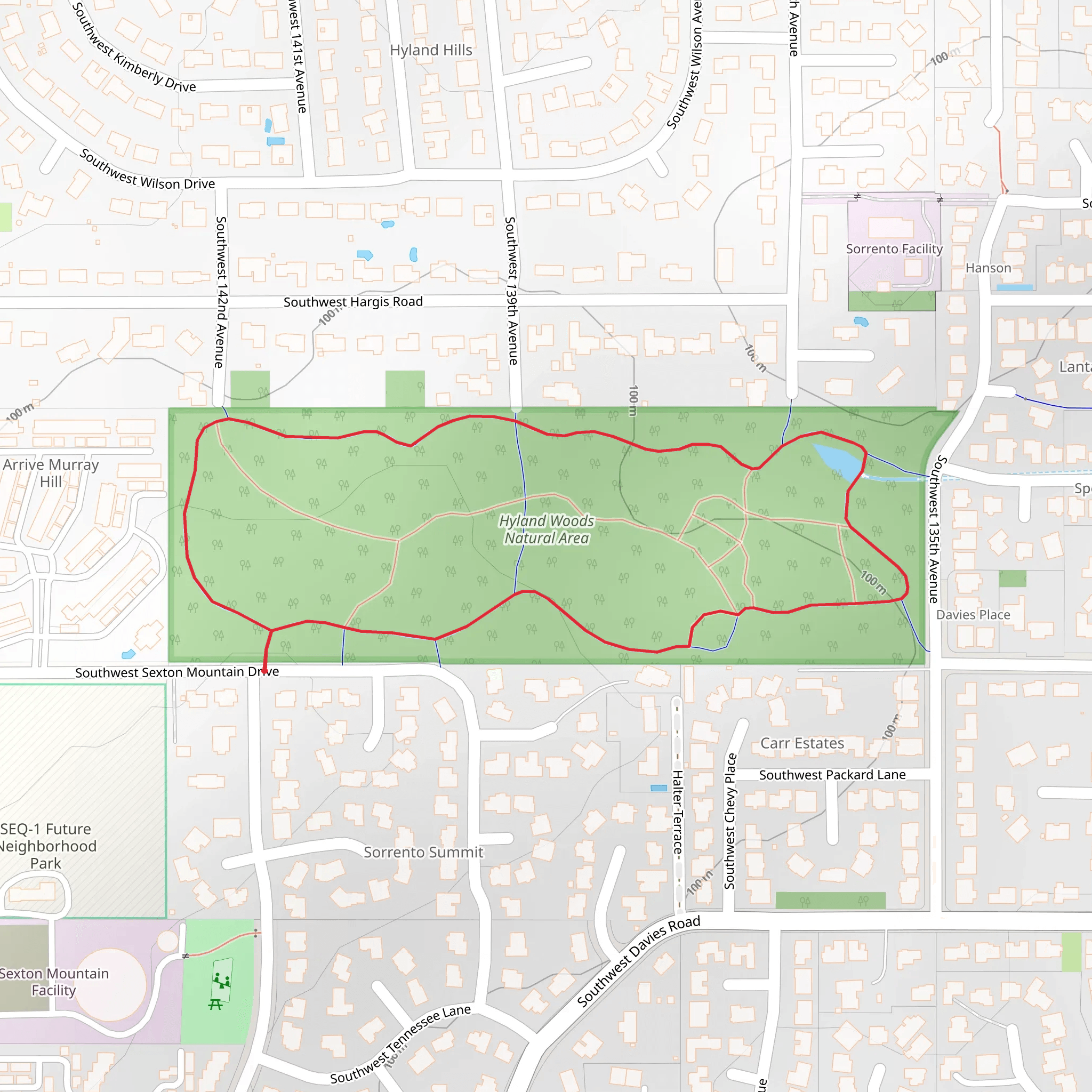 Hyland Woods Natural Area Loop mobile static map