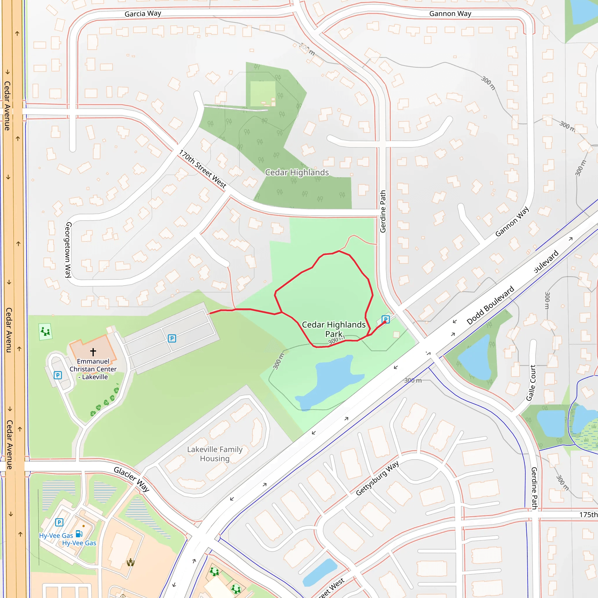 Cedar Highlands Park Loop mobile static map