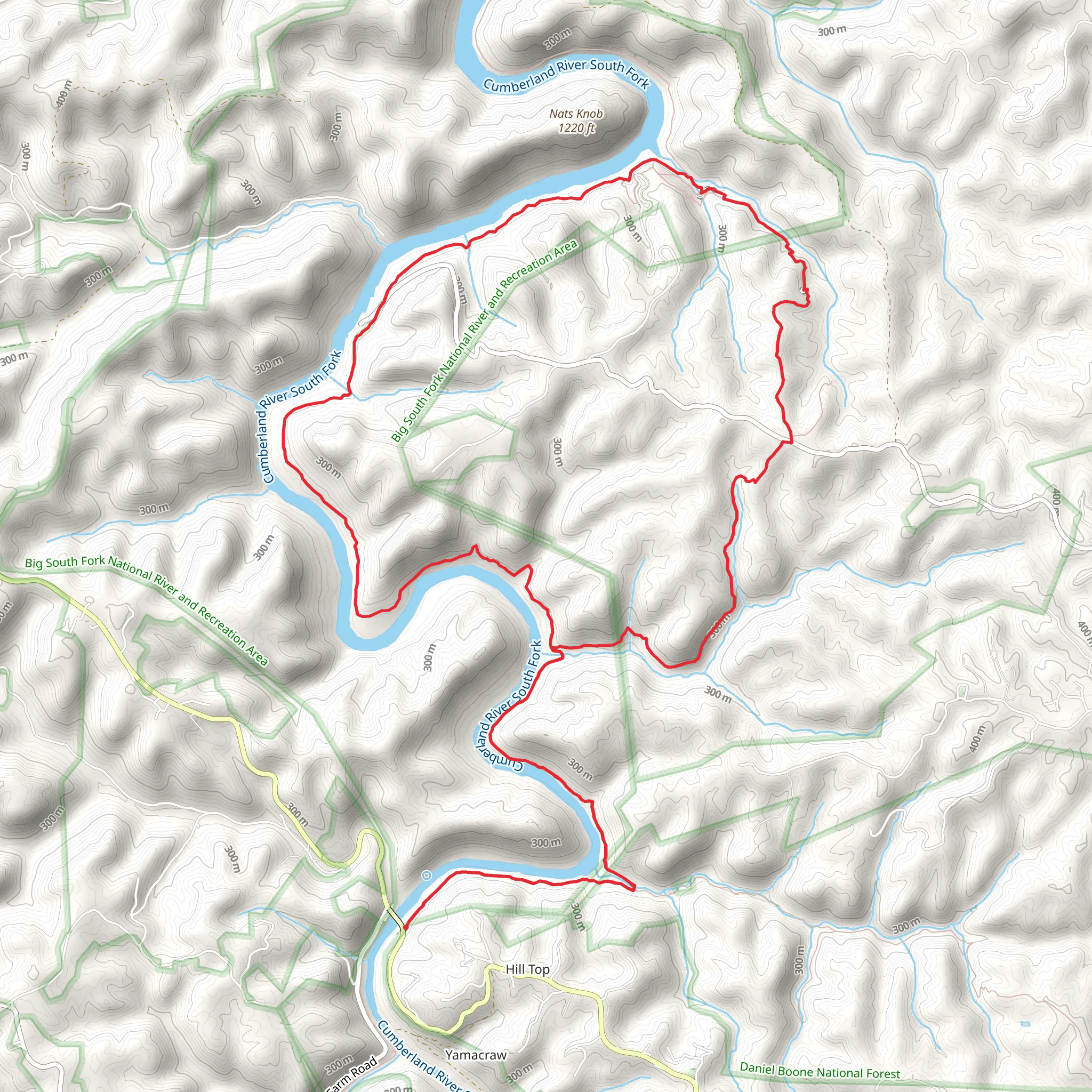 Sheltowee Trace, Negro Creek and Yahoo Creek Loop Trail mobile static map