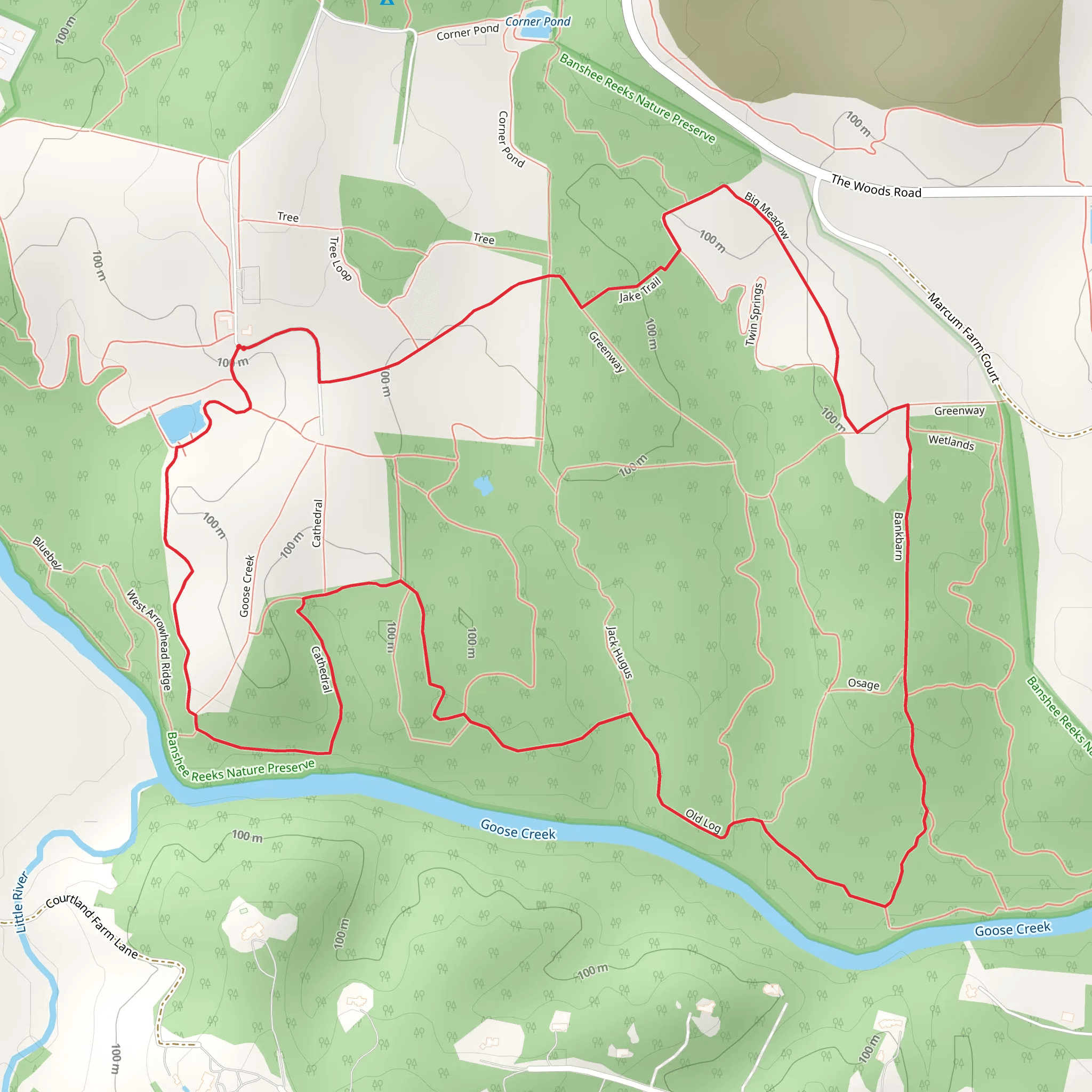 Cathedral, Old Log and Jake Loop Trail mobile static map