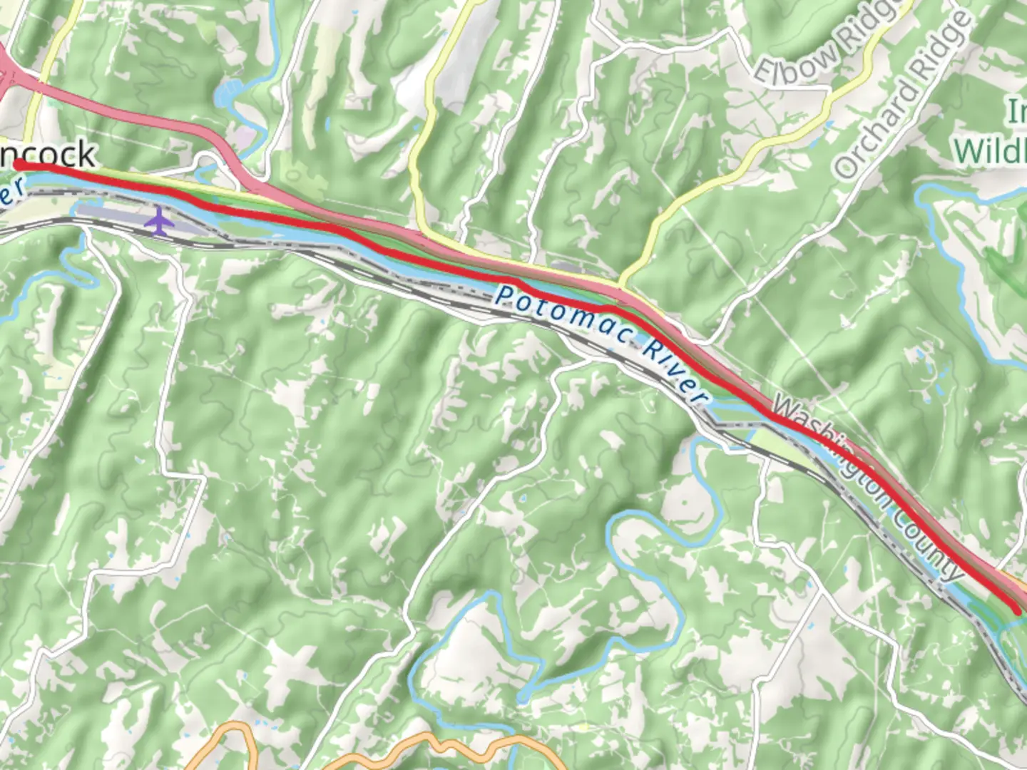 An image depicting the trail Chesapeake and Ohio Canal Trail - Hancock and its surrounding area.