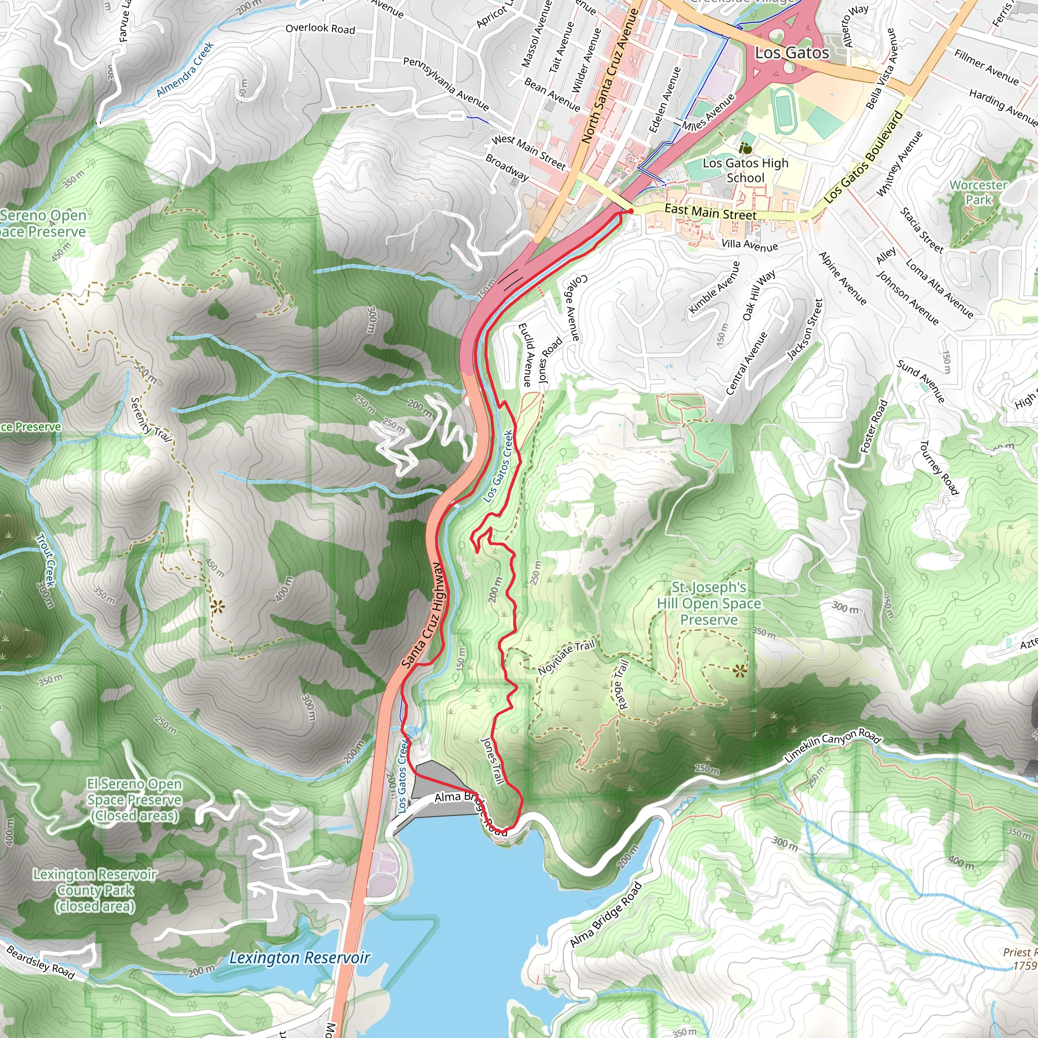 Jones Trail and Los Gatos Creek Loop Trail mobile static map