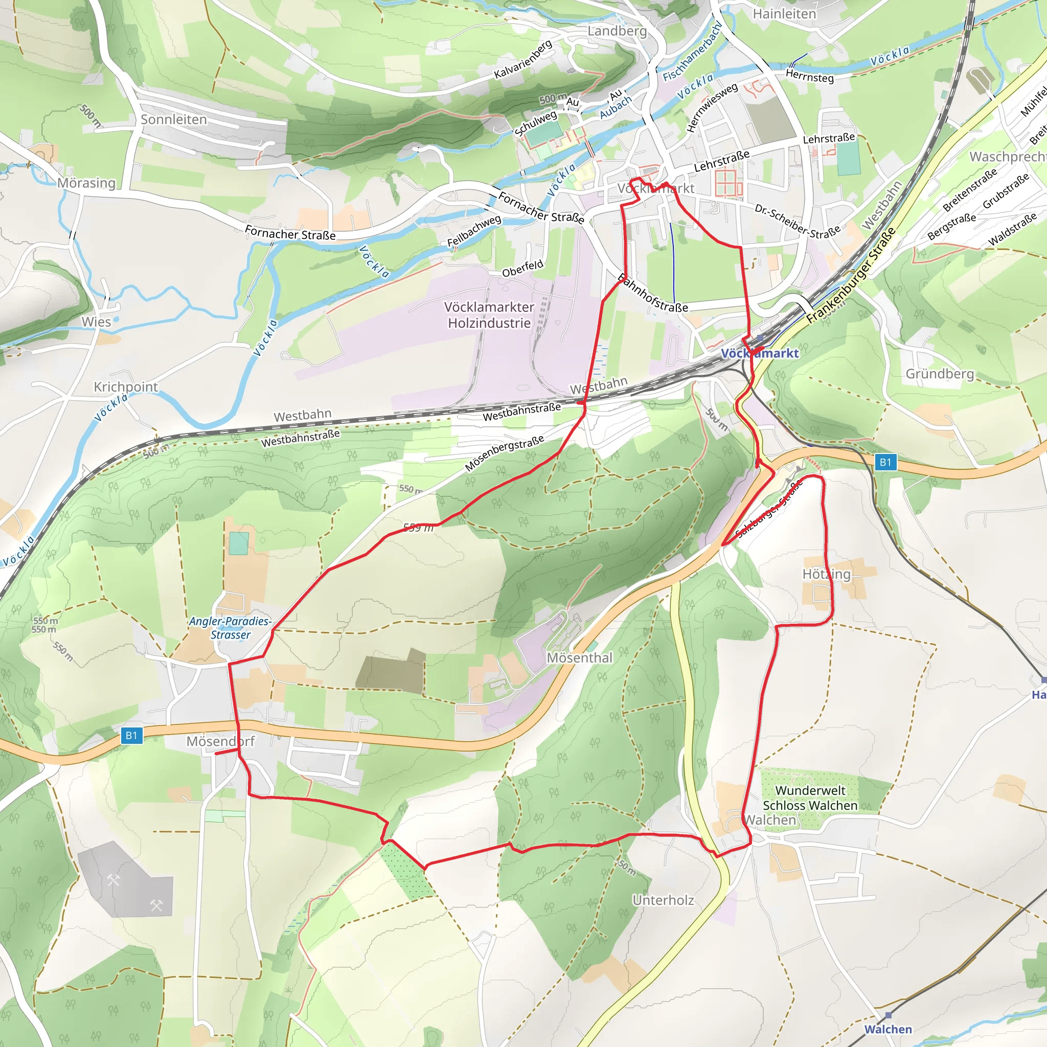 Vöcklamarkt to Unterholz Loop 6 - Churches and Shrines mobile static map