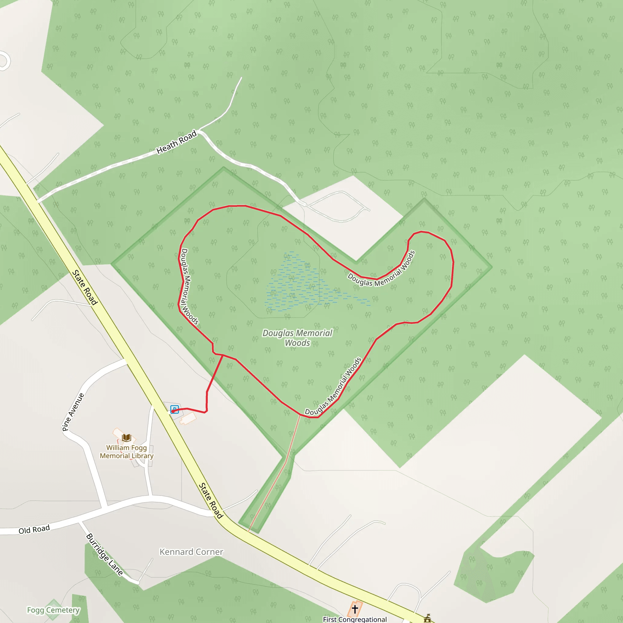 Douglas Memorial Woods Loop mobile static map
