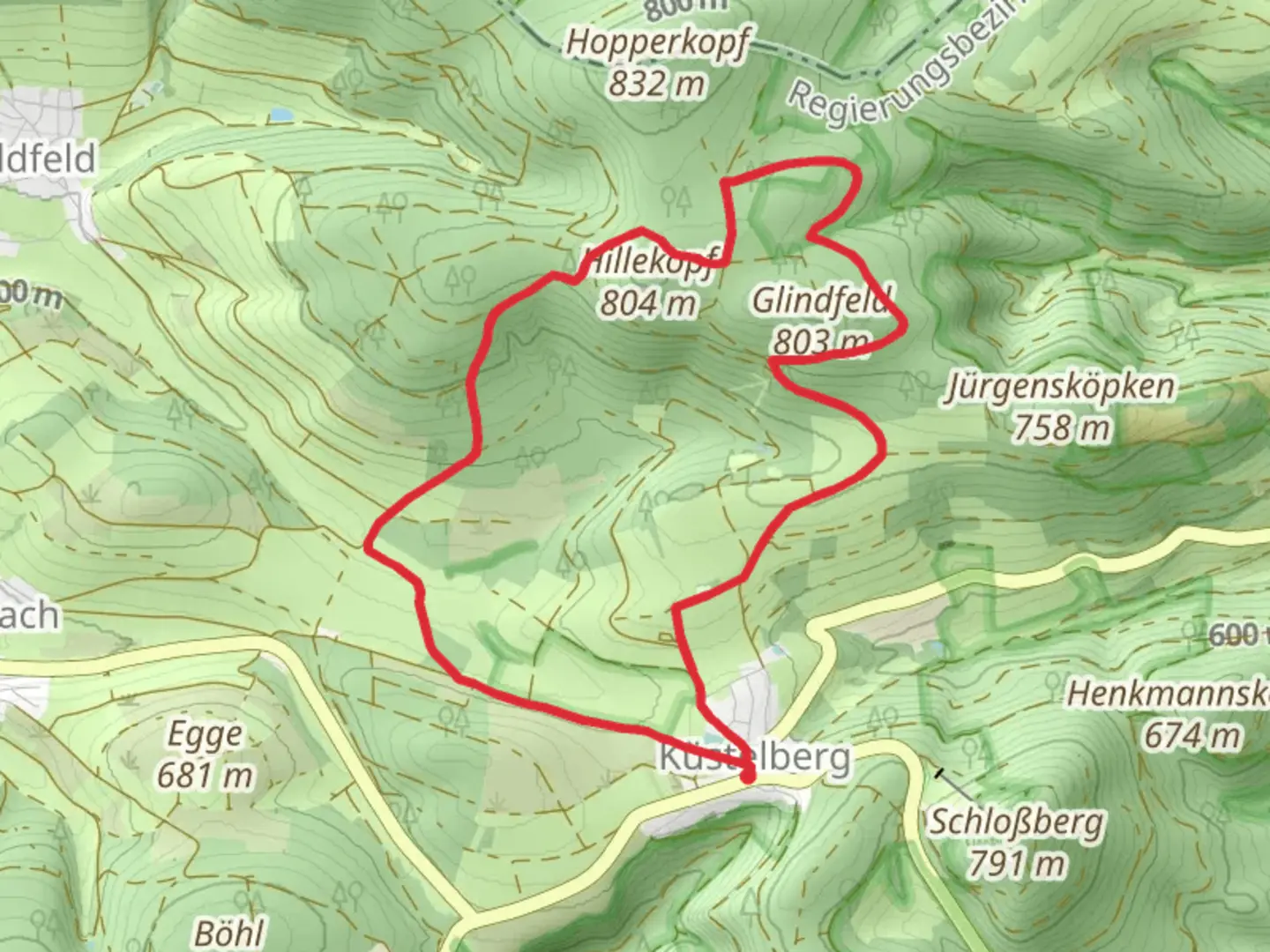 An image depicting the trail Rothaarsteig and Uplandweg Loop and its surrounding area.