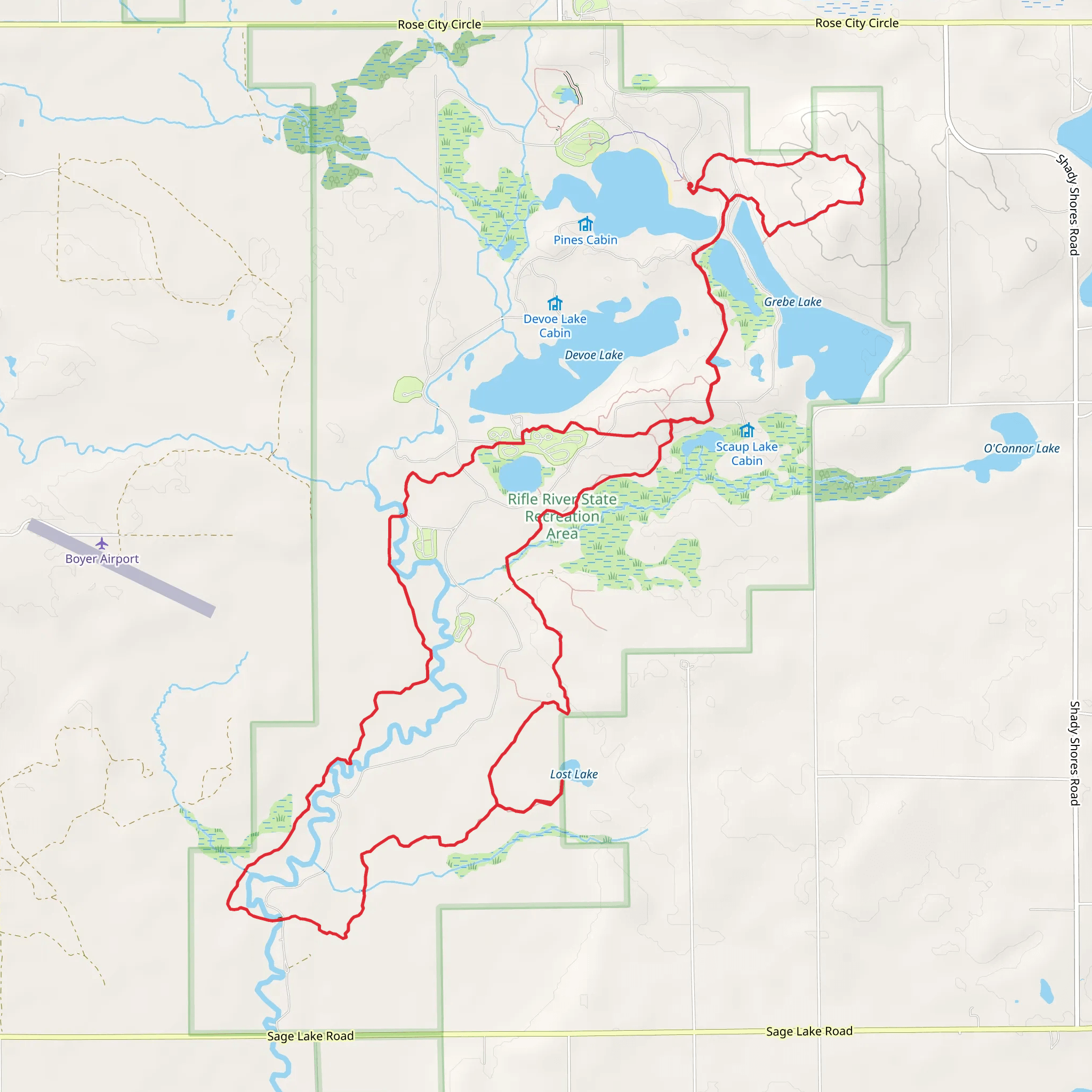 Grousehaven Lake, Lodge Lake and Lost Lake Loop mobile static map
