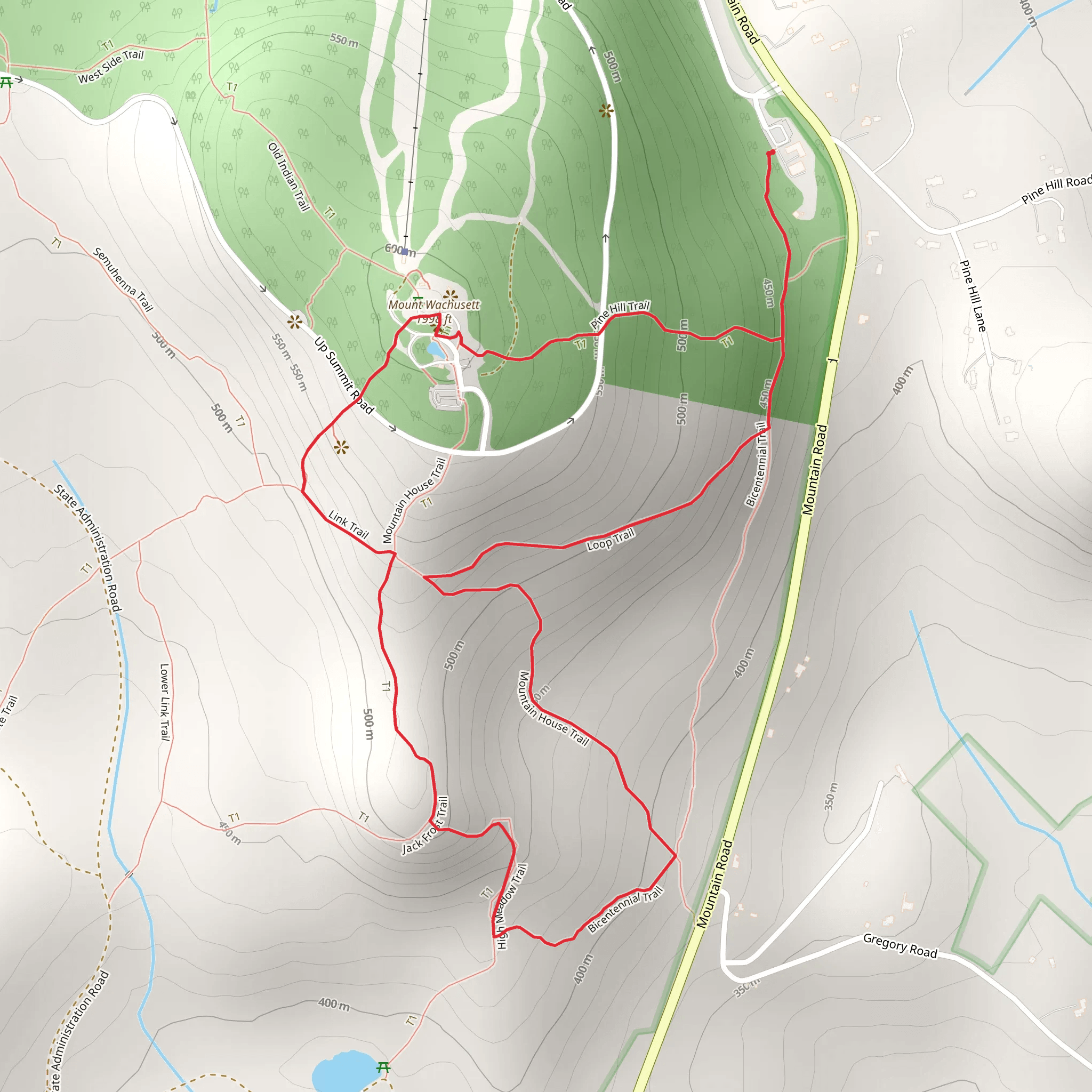 Mount Wachusett Loop mobile static map