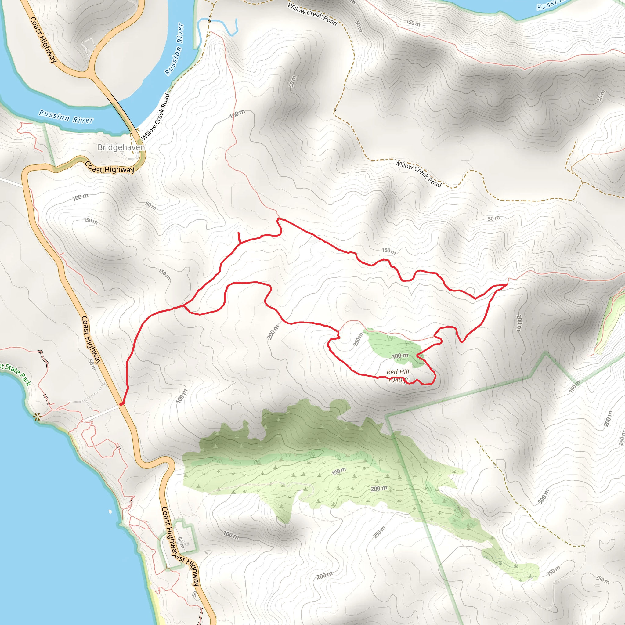 Pomo Canyon and Red Hill Loop Trail mobile static map