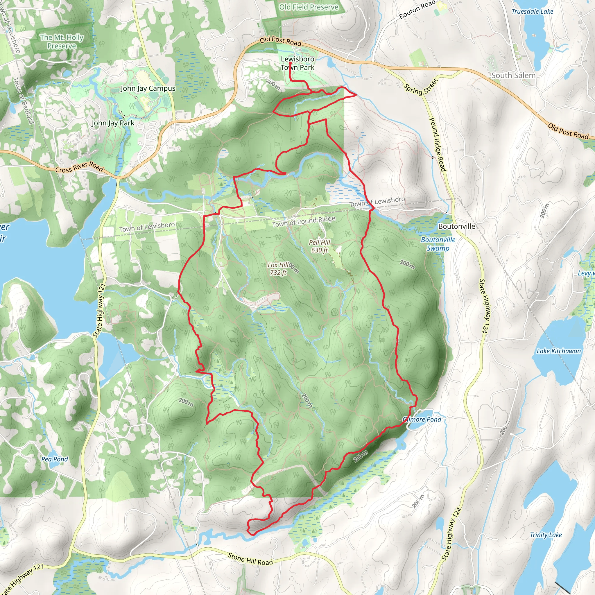 Pine Forest and Rock Trail Loop - Lewisboro Town Park mobile static map