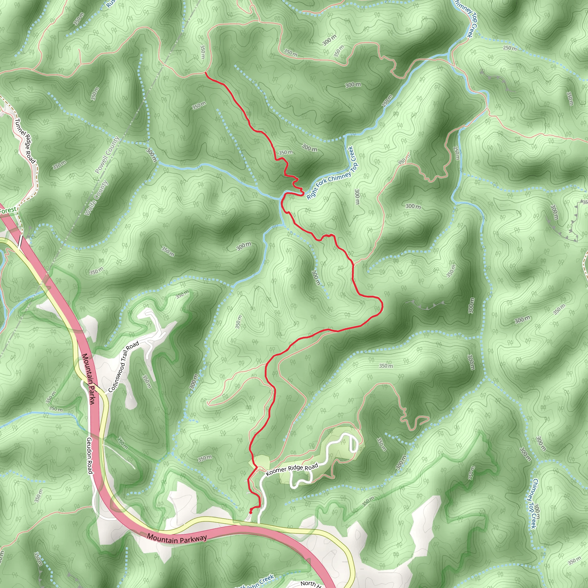 Koomer Ridge and Buck Trail mobile static map