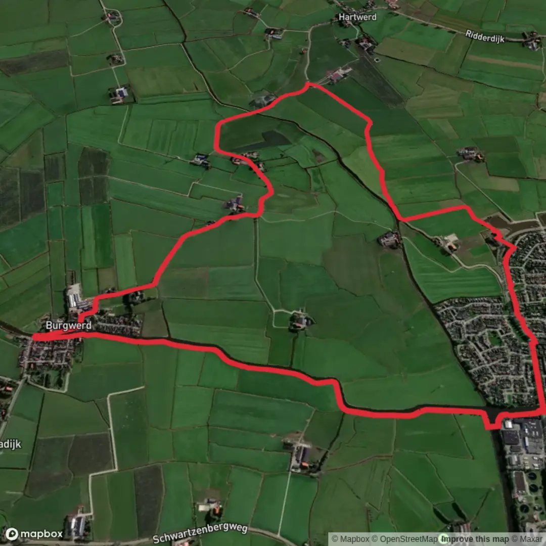 An image depicting the trail Boalserter Feart via Trekpad and Klooster Weg and its surrounding area.