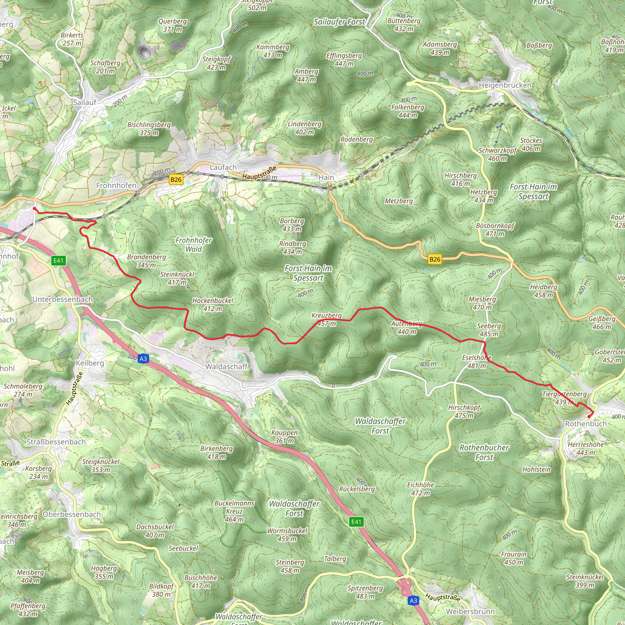 Hosbach to Rottenbuch Walk mobile static map