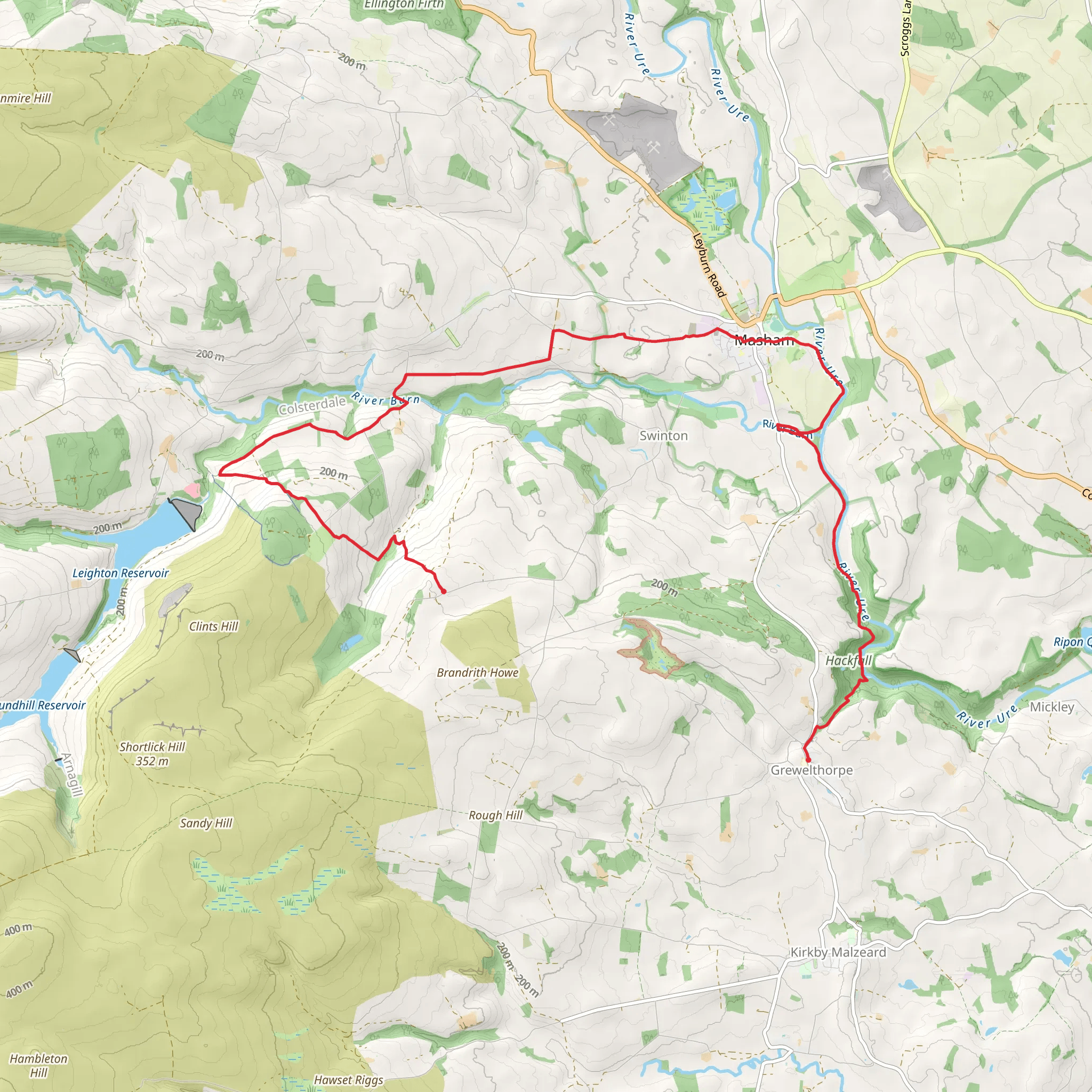 Ripon Rowel Walk Leg 4 - Ilton to Grewelthorpe mobile static map
