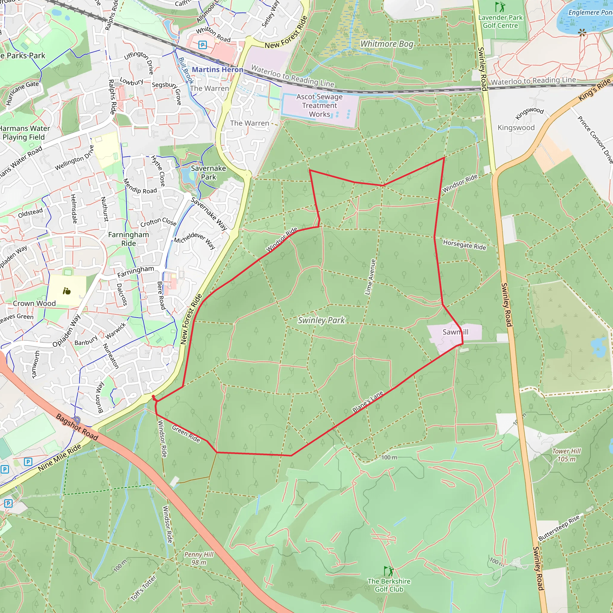 Swinley Park Loop mobile static map