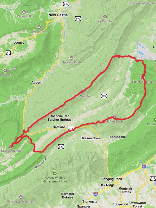 Dragon's Tooth, Cove Mountain, Lost Spectacles Gap and Appalachian Loop Trail