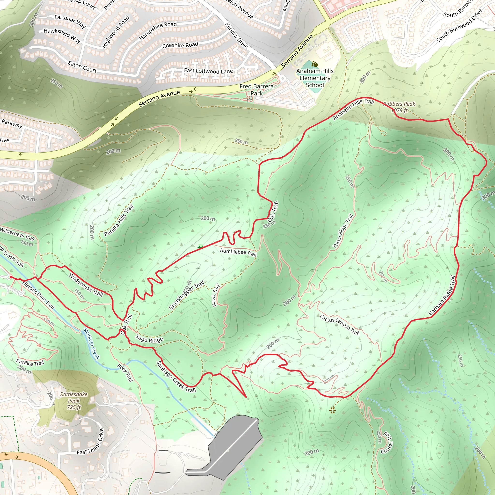 Oak, Robbers Peak and Mountain Goat Loop Trail mobile static map
