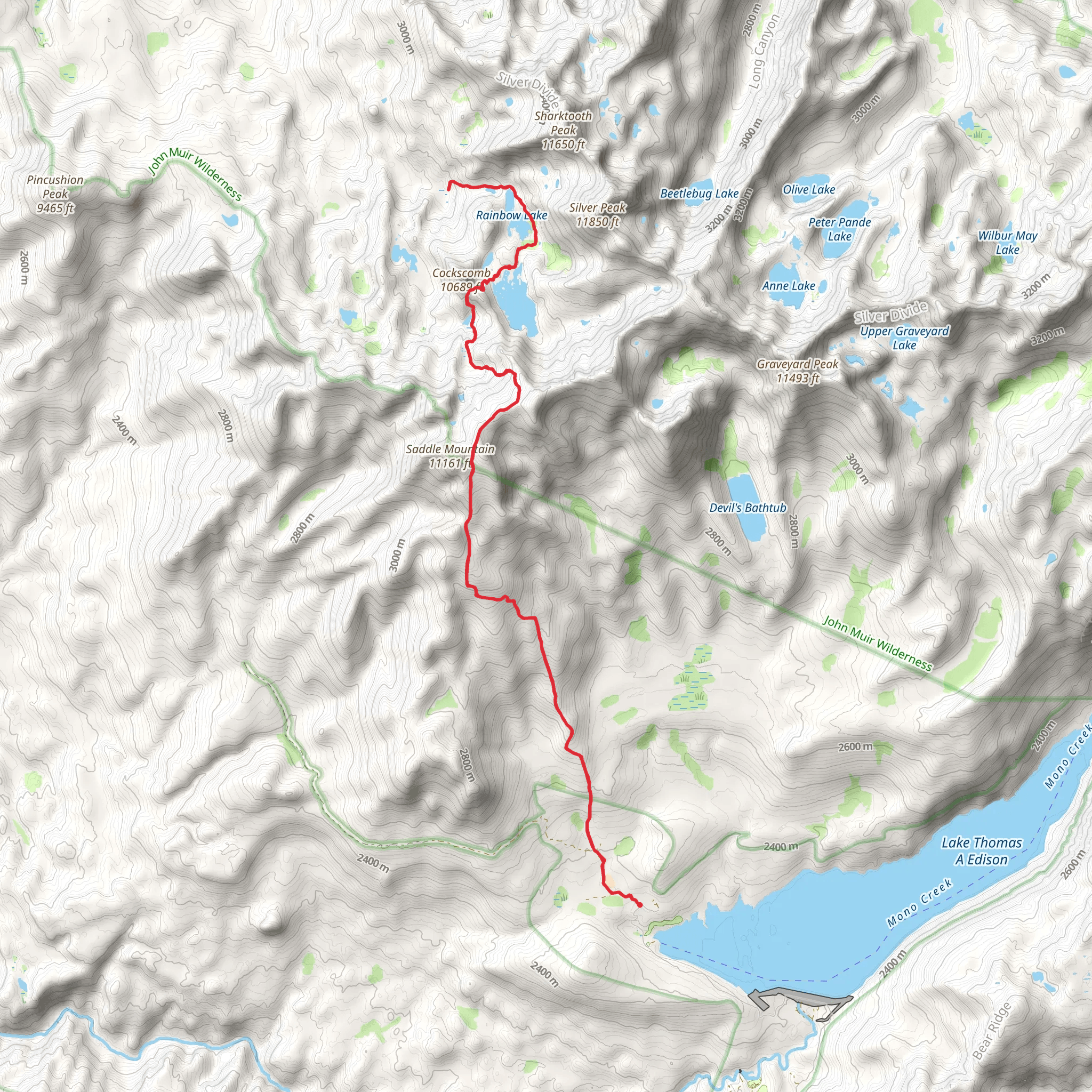 Big Margaret Lake and Rainbow Lake via Saddle Mountain Trail mobile static map