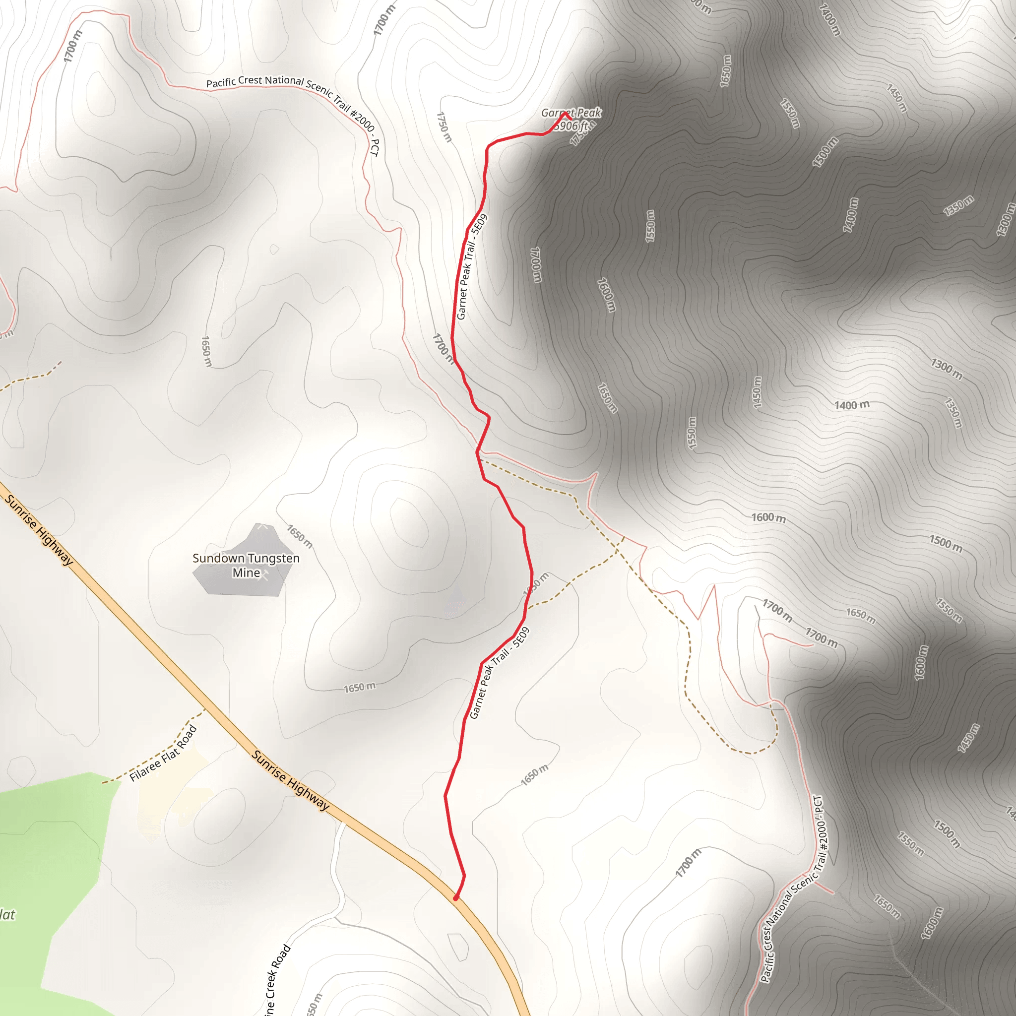 Garnet Peak Trail mobile static map