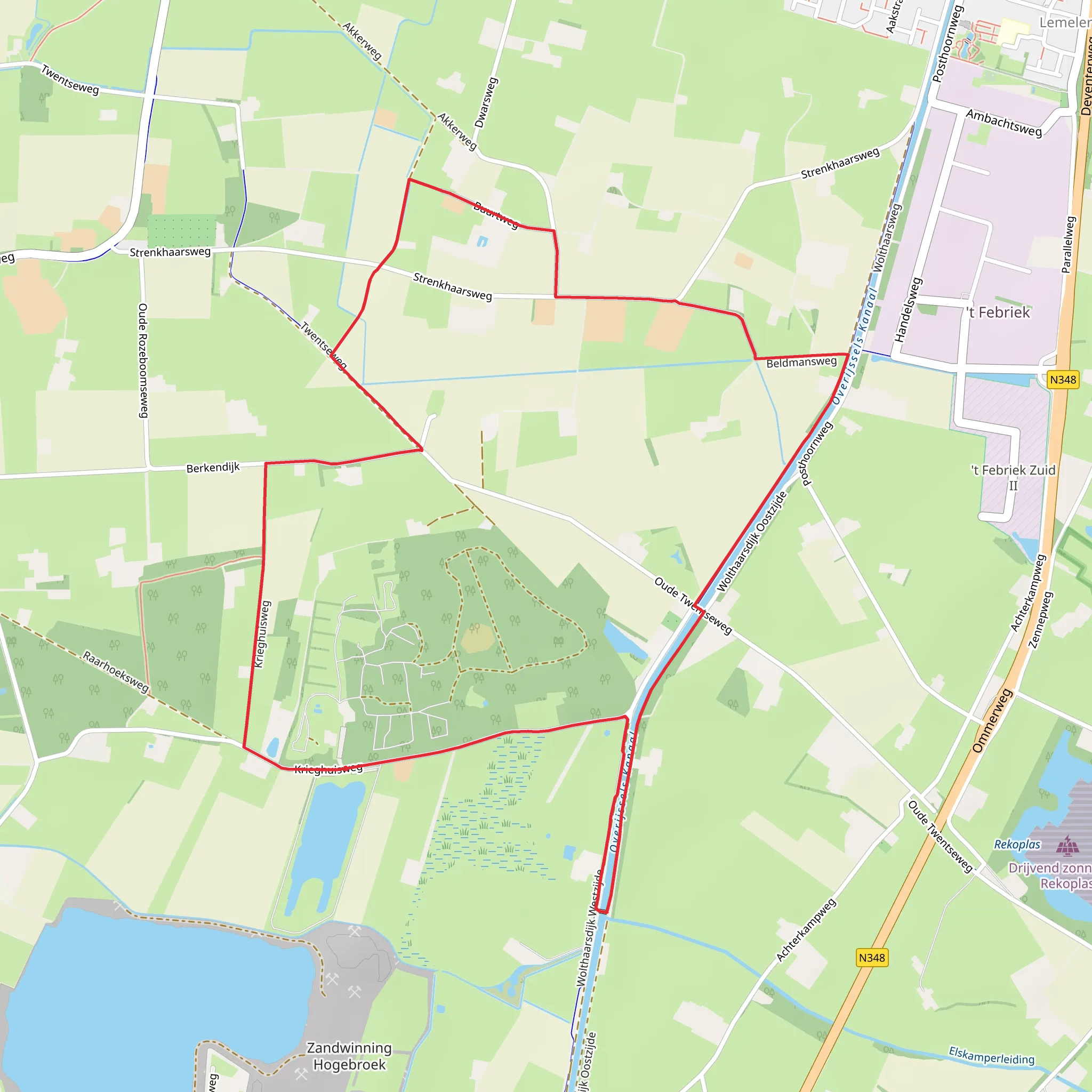 Overijsseks Kanaal via Sallandpad and Krieghuis Weg mobile static map