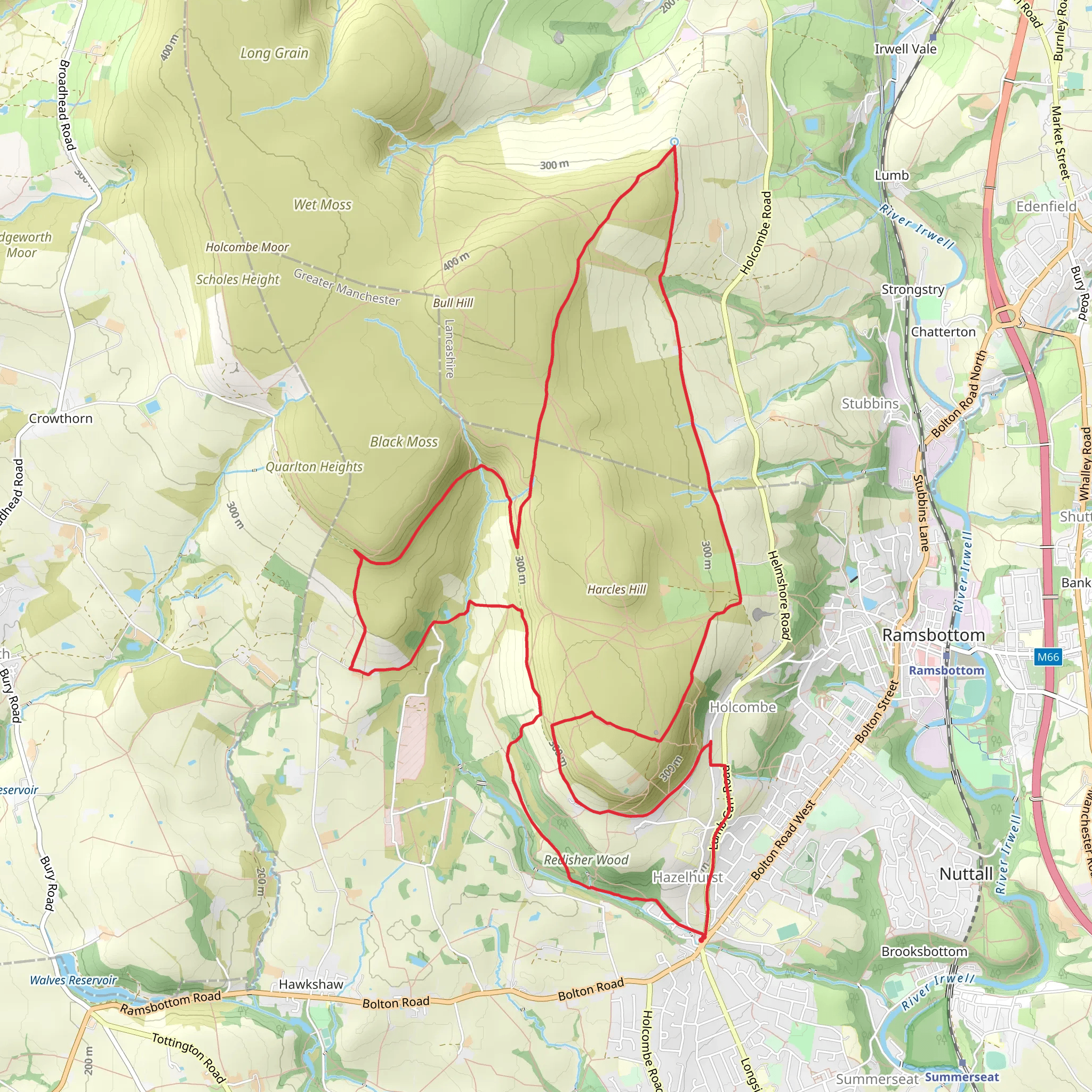 Hazelhurst and Holcombe Loop via Pilgrim's Stone mobile static map