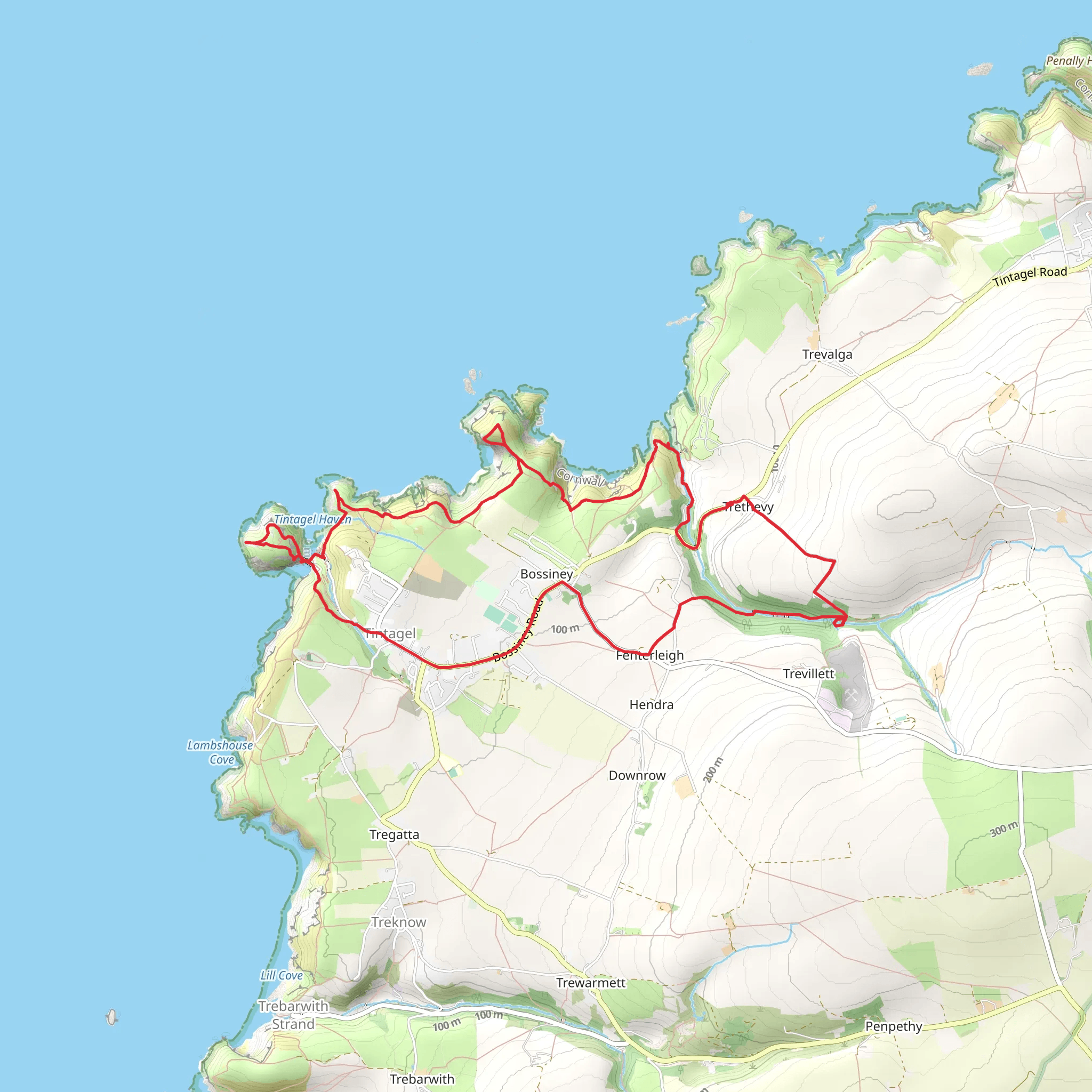 St Nectan's Glen, Barras Nose and Smith's Cliff Loop mobile static map
