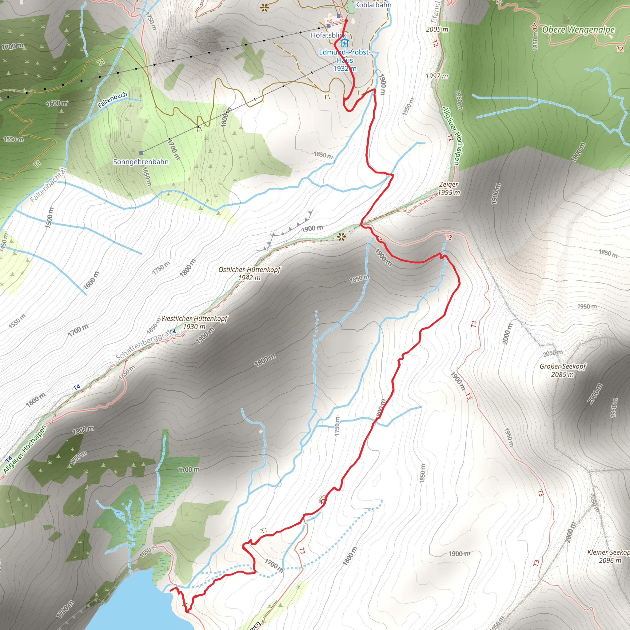 Seealpsee Lake Walk via Zeigersattel and Wanderweg 428 mobile static map