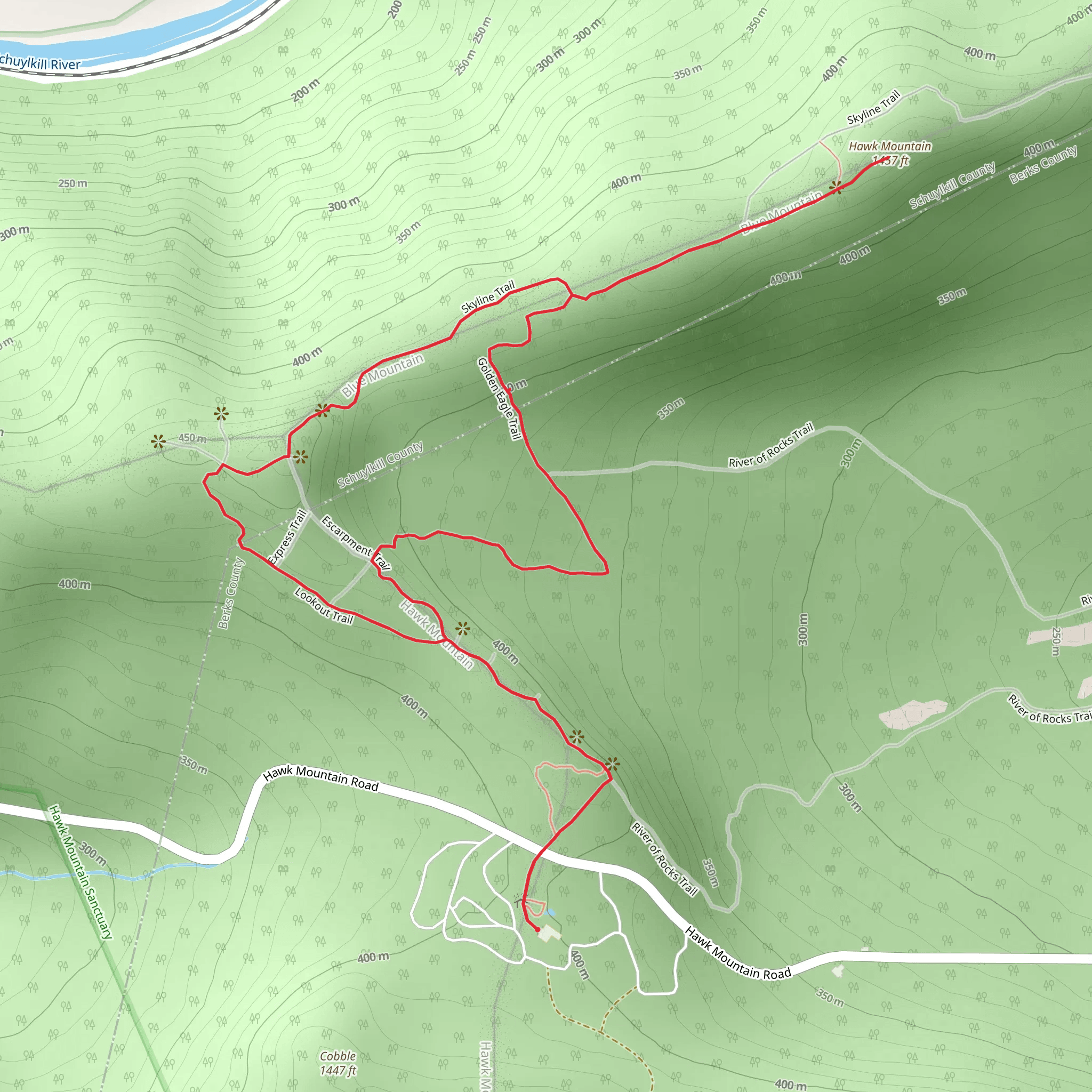 Hawk Mountain Loop via Lookout Trail mobile static map