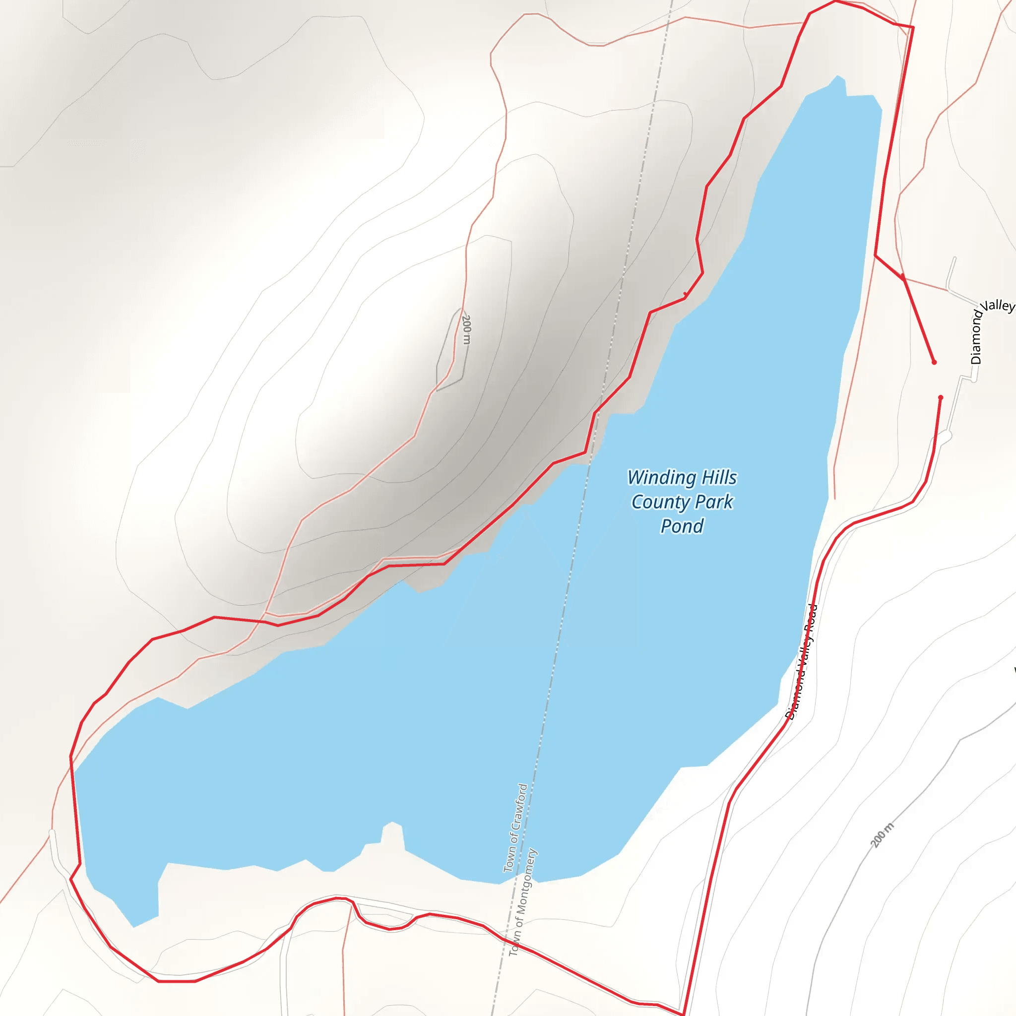 Winding Hills County Park Pond Loop mobile static map