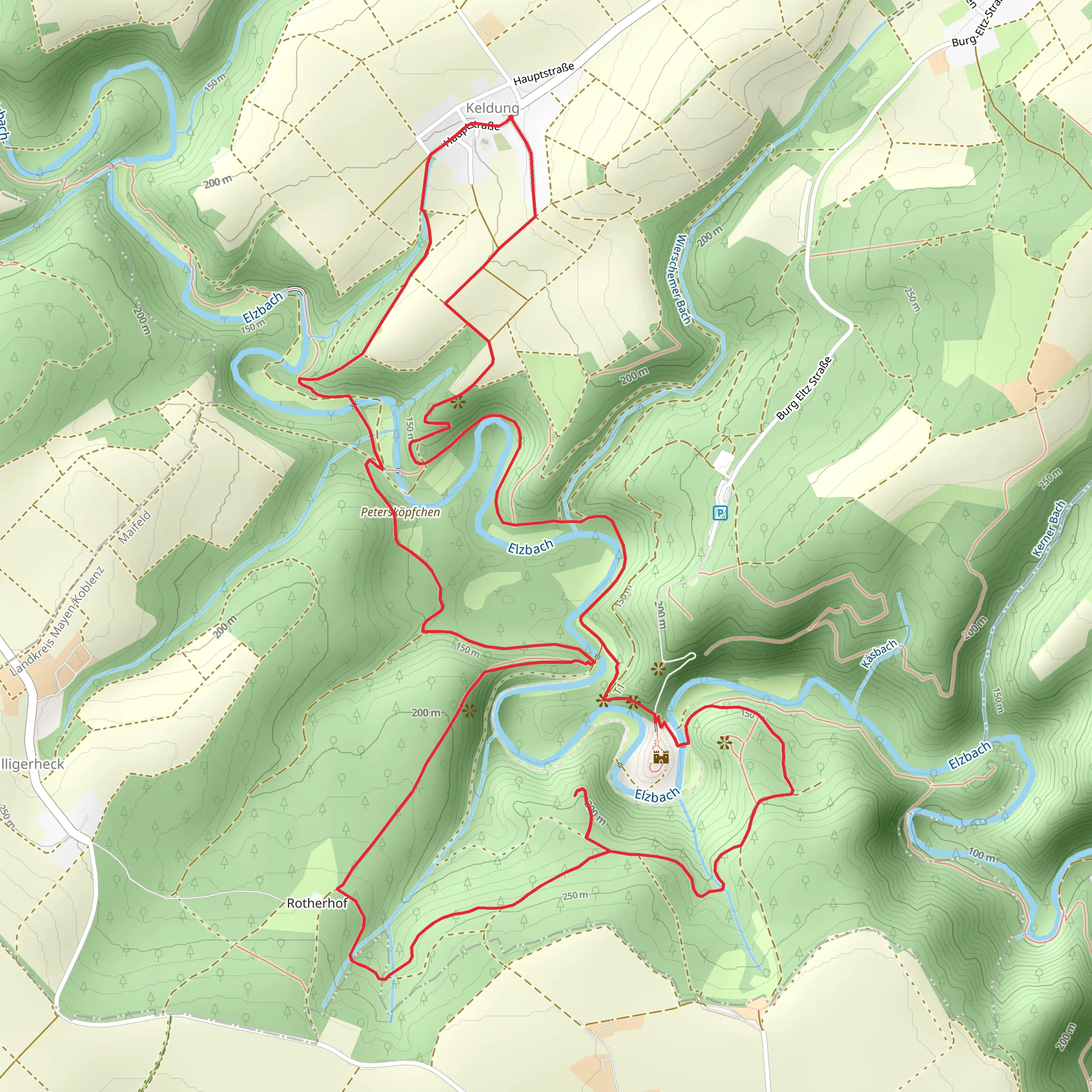 Forsthaus Rothenhof, Burg Eltz and Ruine Trutz Eltz Loop - Keldung mobile static map