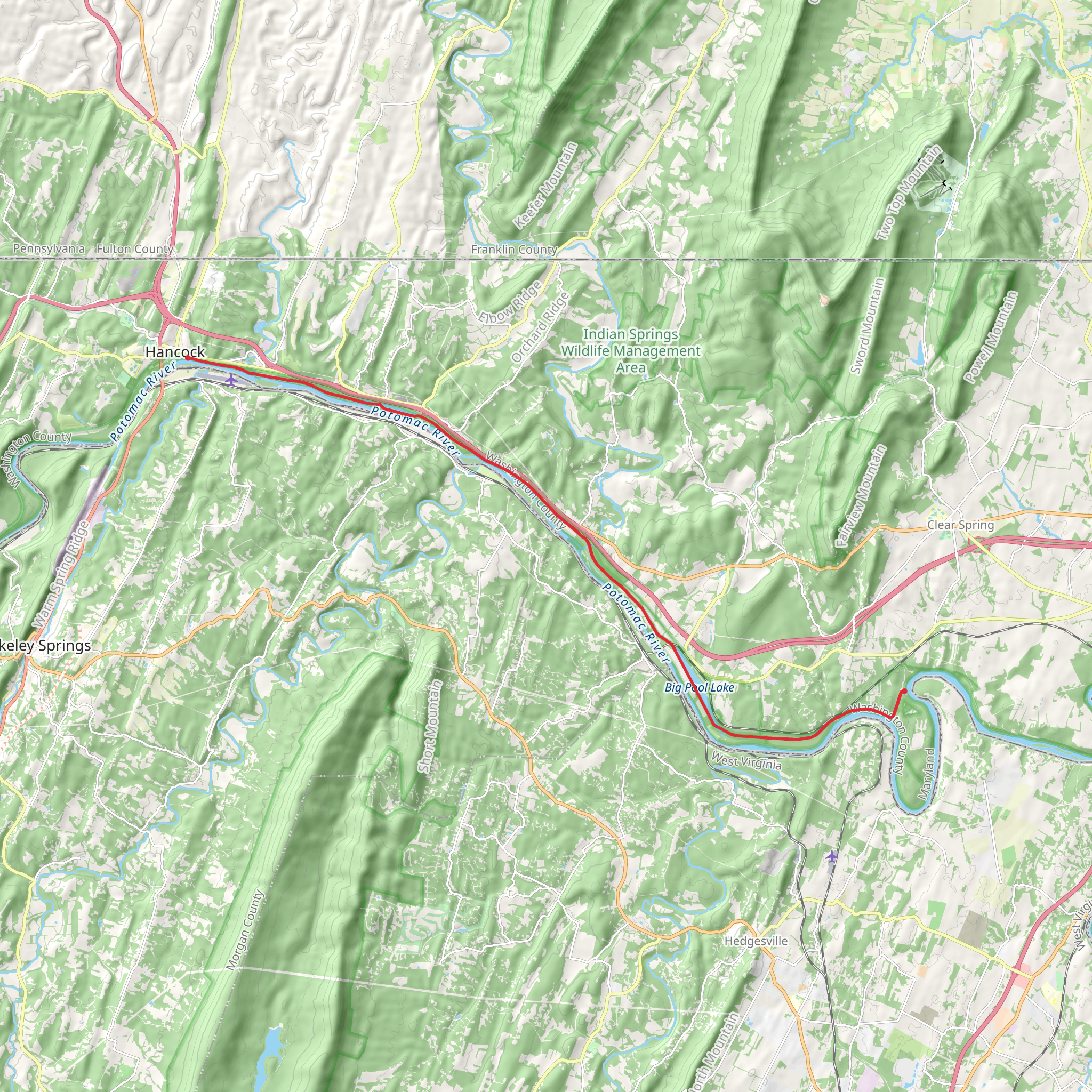Potomac River - Chesapeake and Ohio Canal Trail mobile static map