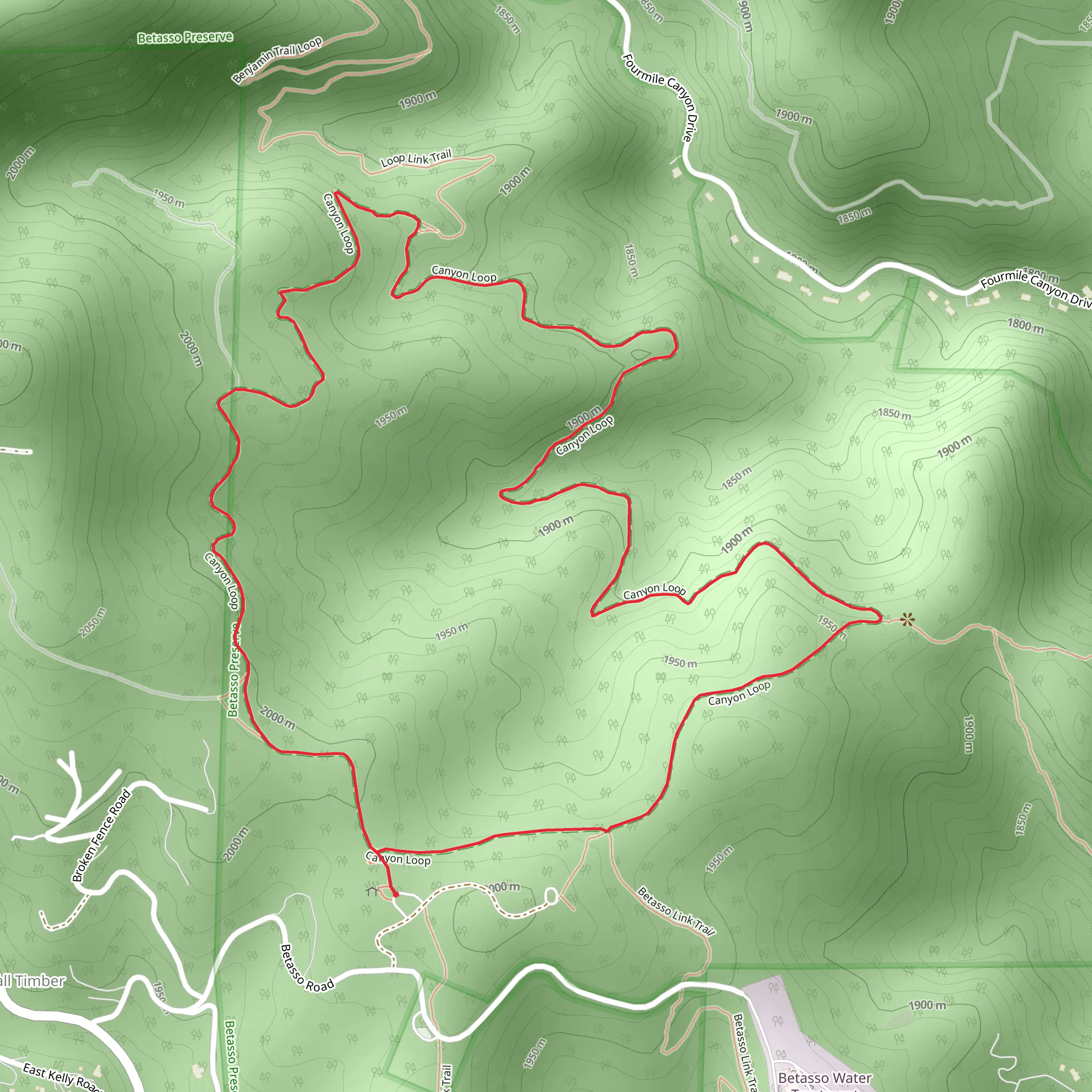 Betasso Preserve via Canyon Loop mobile static map