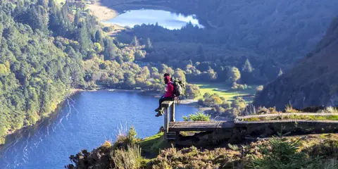 An image depicting the trail Glendalough - White Route and its surrounding area.
